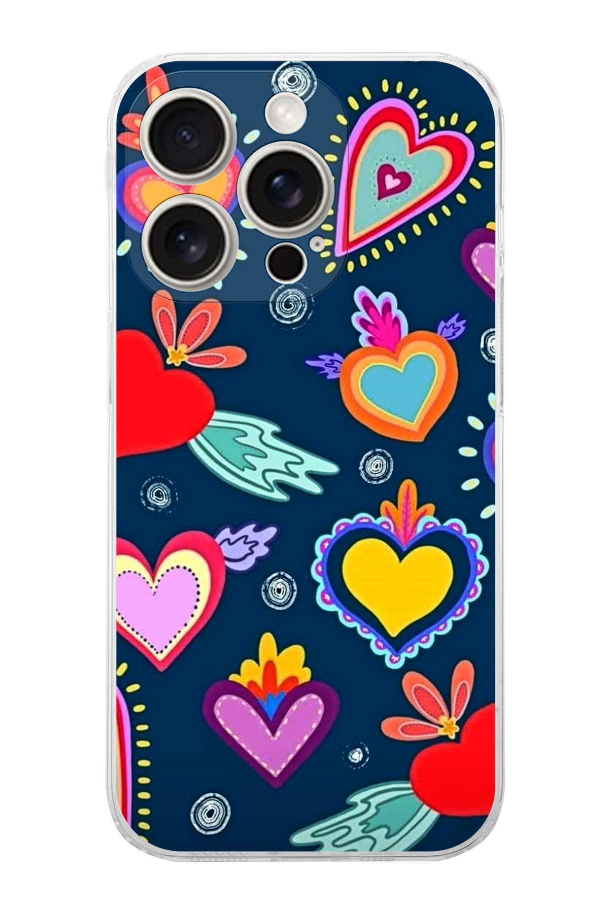 iPhone 15 Pro Max ile Uyumlu Retro Color 3 Kamera Korumalı Şeffaf Kılıf