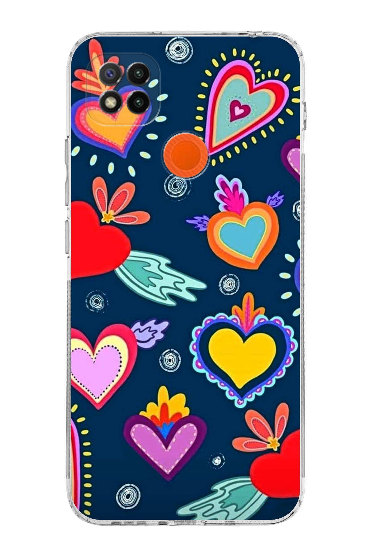 Xiaomi Redmi 9c ile Uyumlu Retro Color 3  Kamera Korumalı Şeffaf  Kılıf