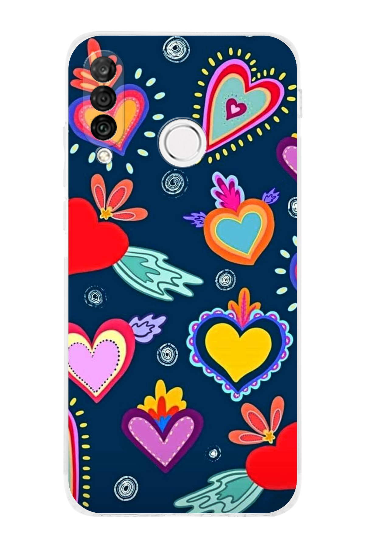 Huawei P30 Lite ile Uyumlu Retro Color 3 Kamera Korumalı Şeffaf Kılıf