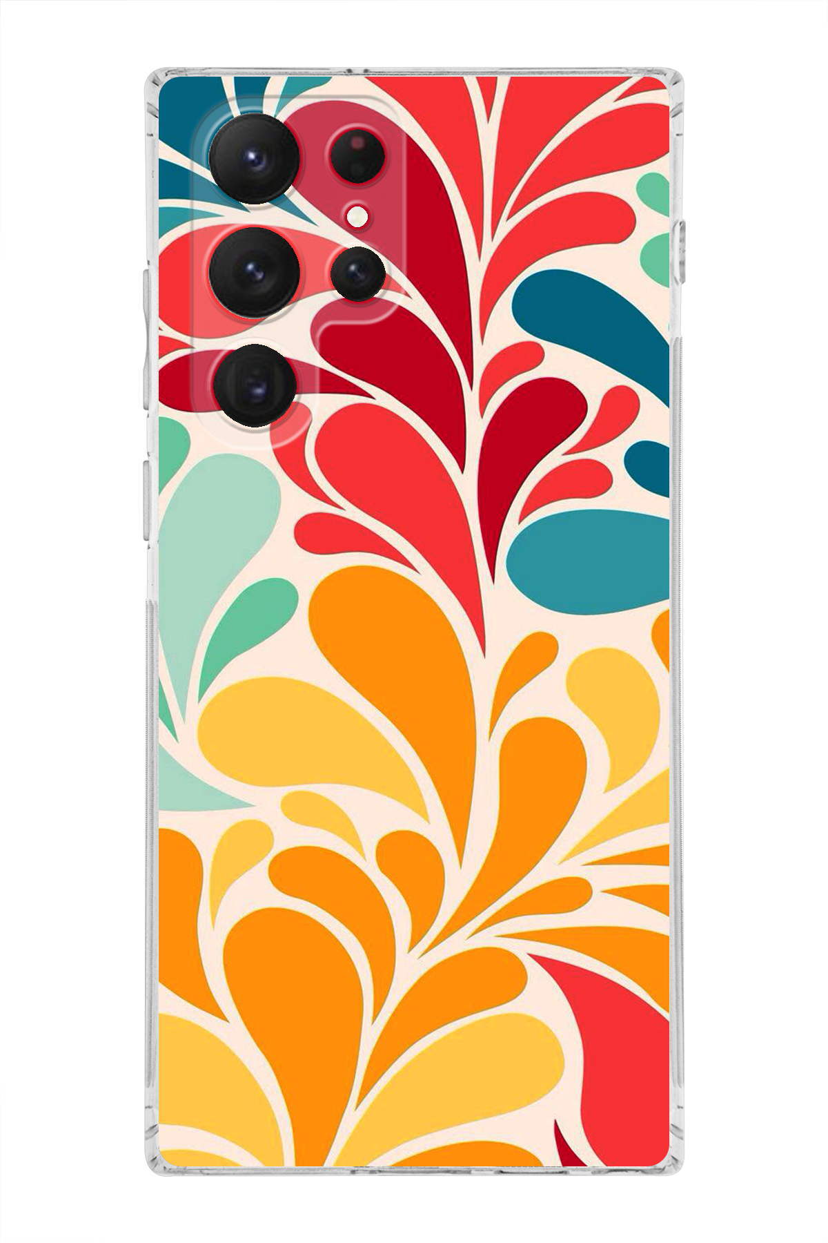 Samsung Galaxy S21 Ultra ile Uyumlu Retro Color 5 Kamera Korumalı Şeffaf Kılıf