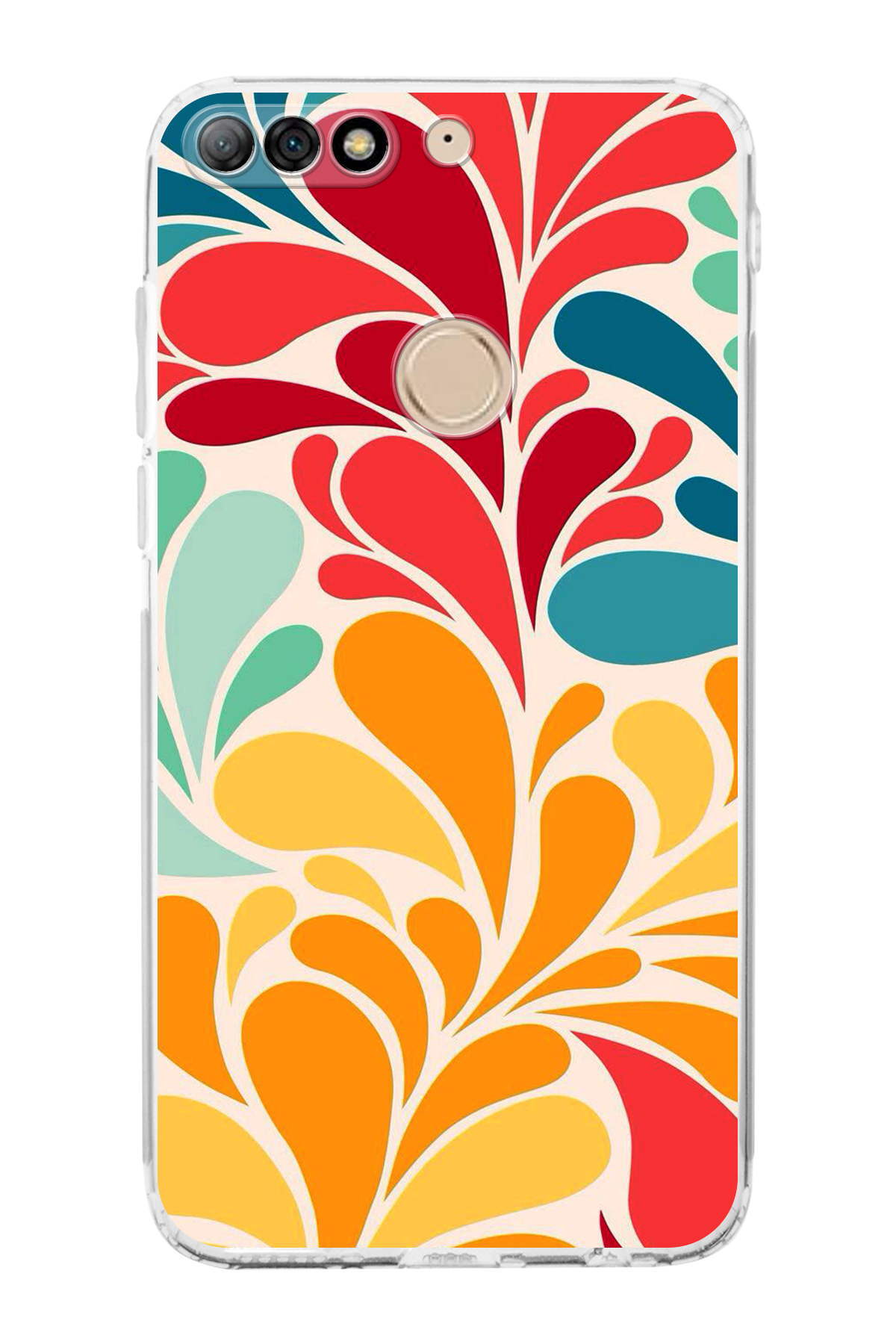 Huawei Y7 2018 ile Uyumlu Retro Color 5 Kamera Korumalı Şeffaf Kılıf