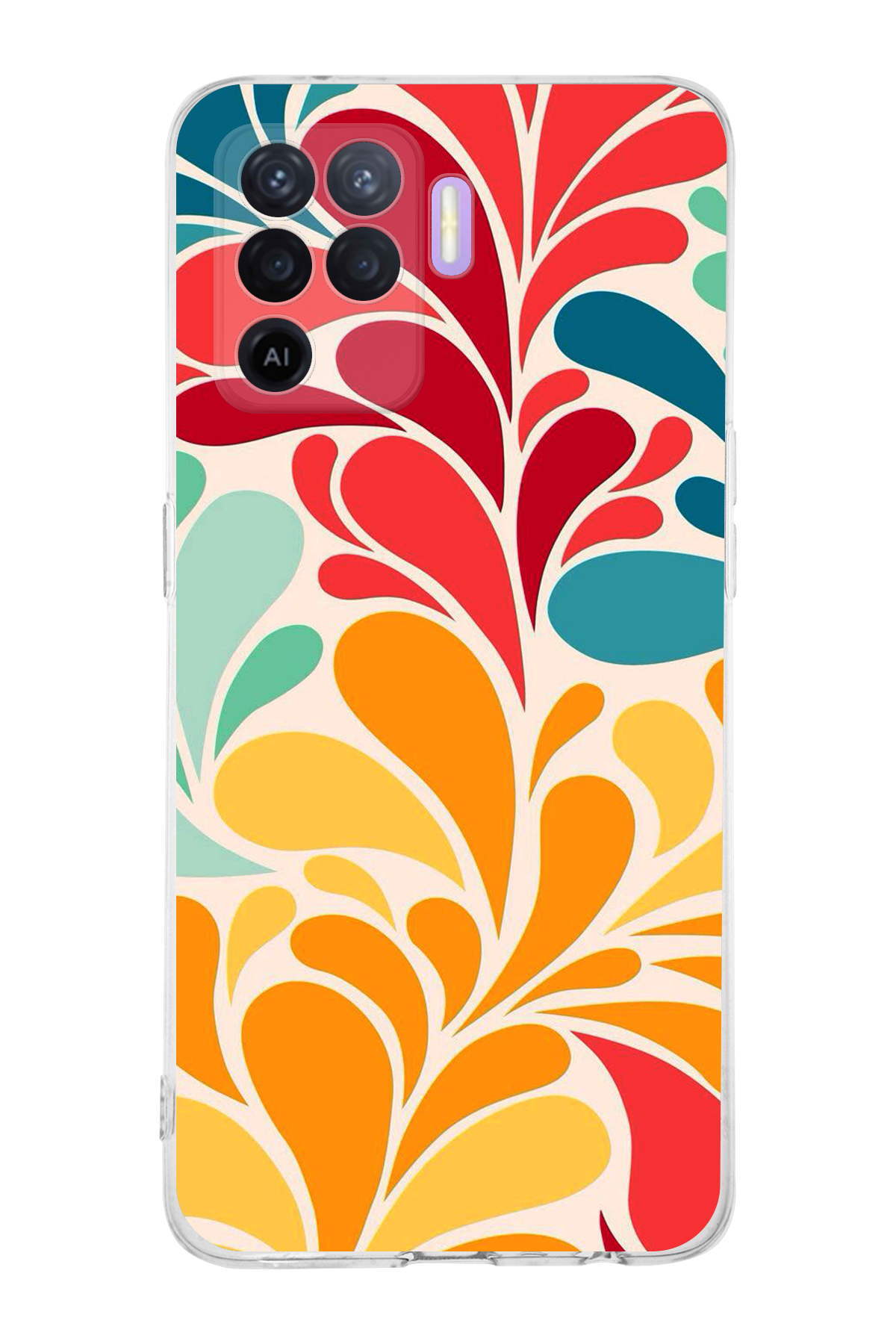 Oppo Reno 5 Lite ile Uyumlu Retro Color 5 Kamera Korumalı Şeffaf Kılıf