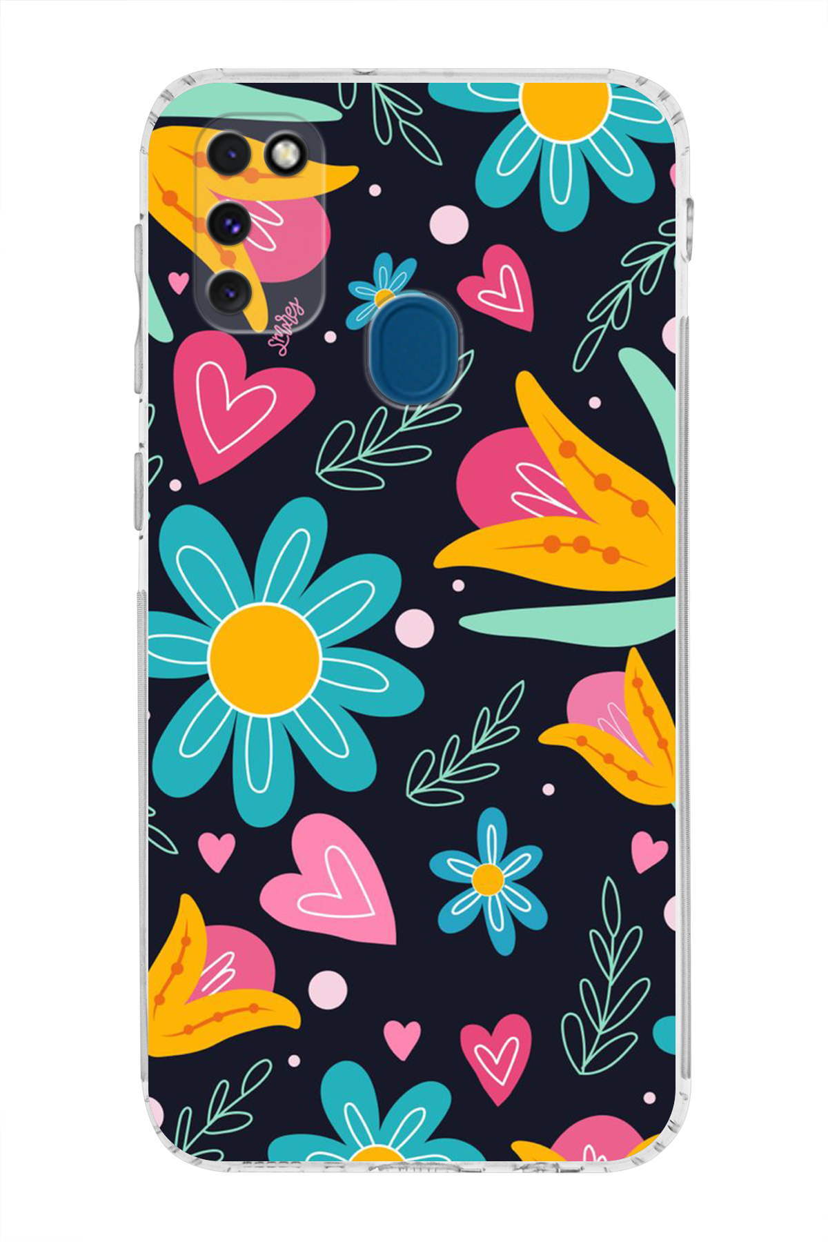 Samsung Galaxy M21 ile Uyumlu Retro Color 1 Kamera Korumalı Şeffaf Kılıf