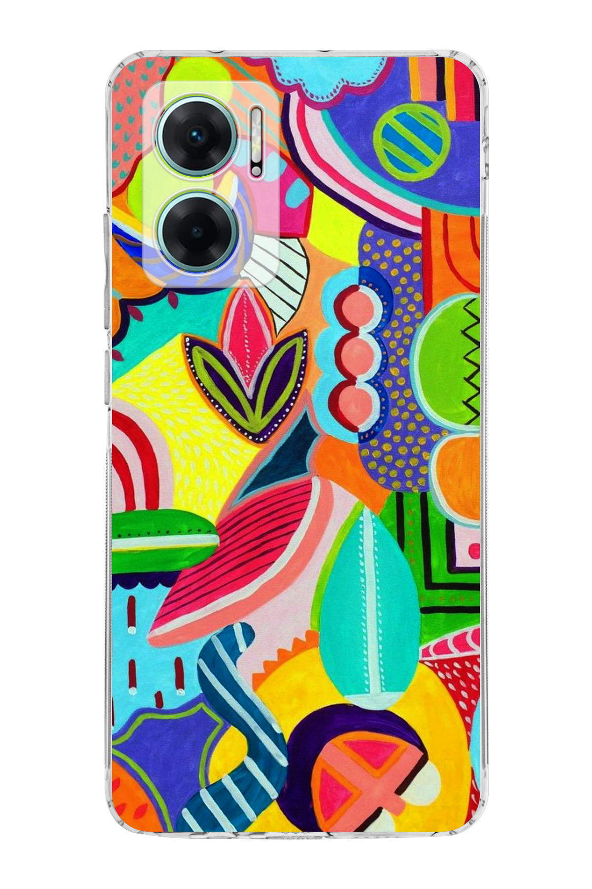 Xiaomi Redmi Note 11E ile Uyumlu Retro Color 6 Kamera Korumalı Şeffaf Kılıf