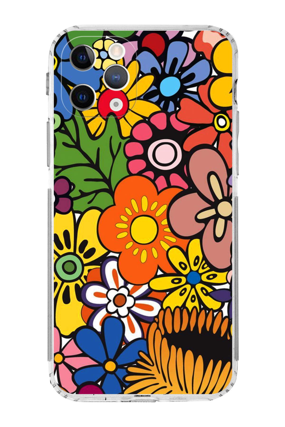 iPhone 11 Pro ile Uyumlu Retro Color 2 Kamera Korumalı Şeffaf Kılıf