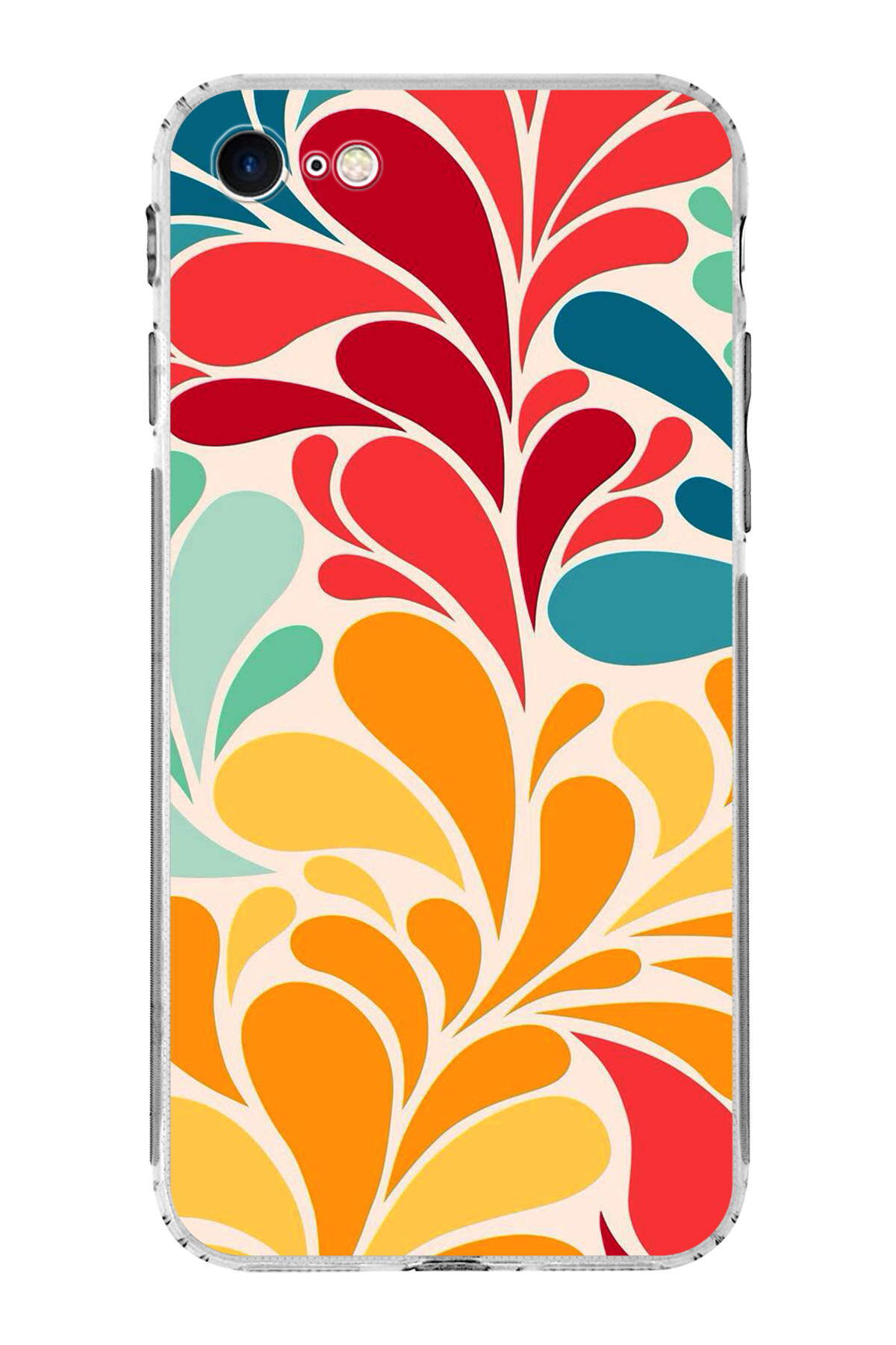 iPhone 8 ile Uyumlu Retro Color 5 Kamera Korumalı Şeffaf Kılıf