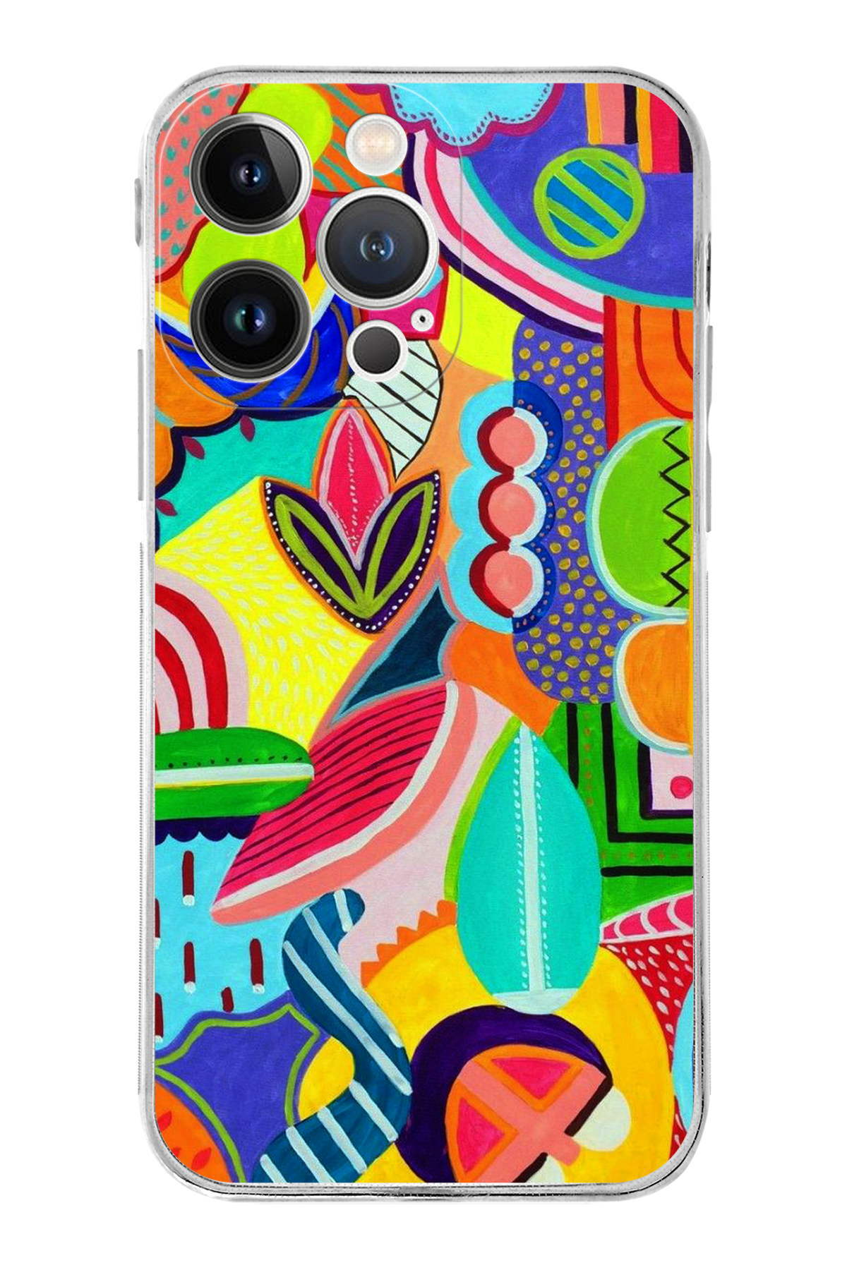 iPhone 13 Pro ile Uyumlu Retro Color 6 Kamera Korumalı Şeffaf Kılıf