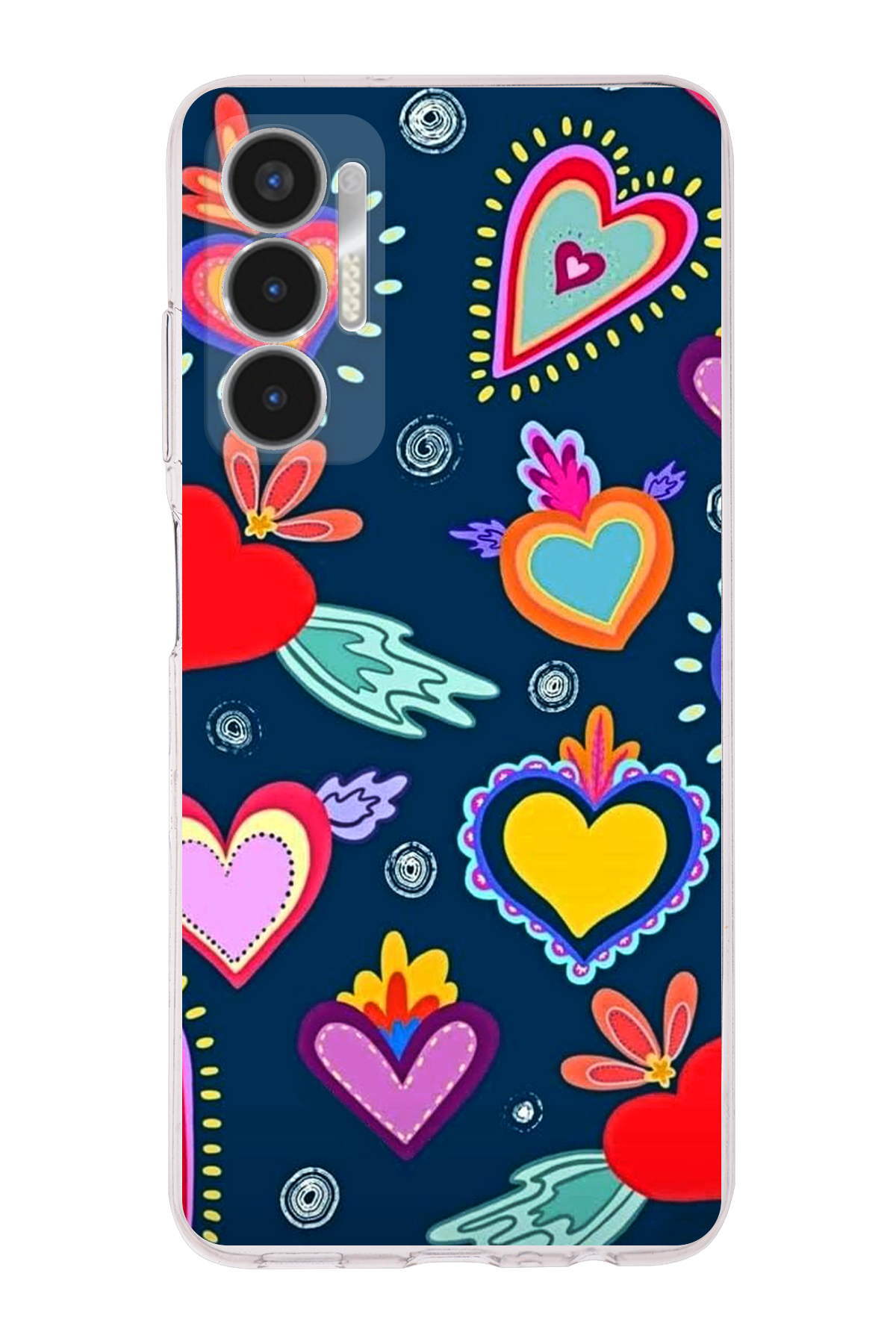 Tecno Pova 3 ile Uyumlu Retro Color 3 Kamera Korumalı Şeffaf Kılıf