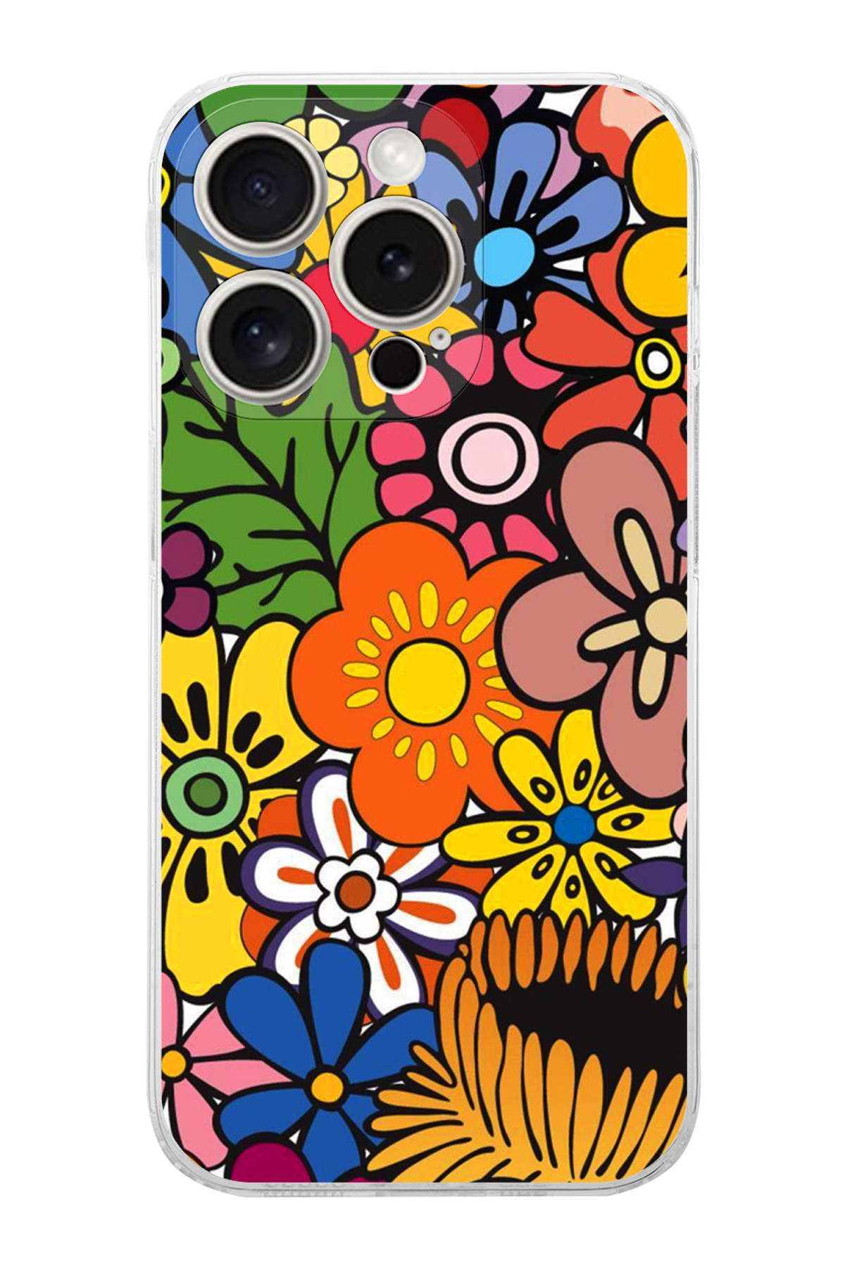 iPhone 15 Pro ile Uyumlu Retro Color 2 Kamera Korumalı Şeffaf Kılıf