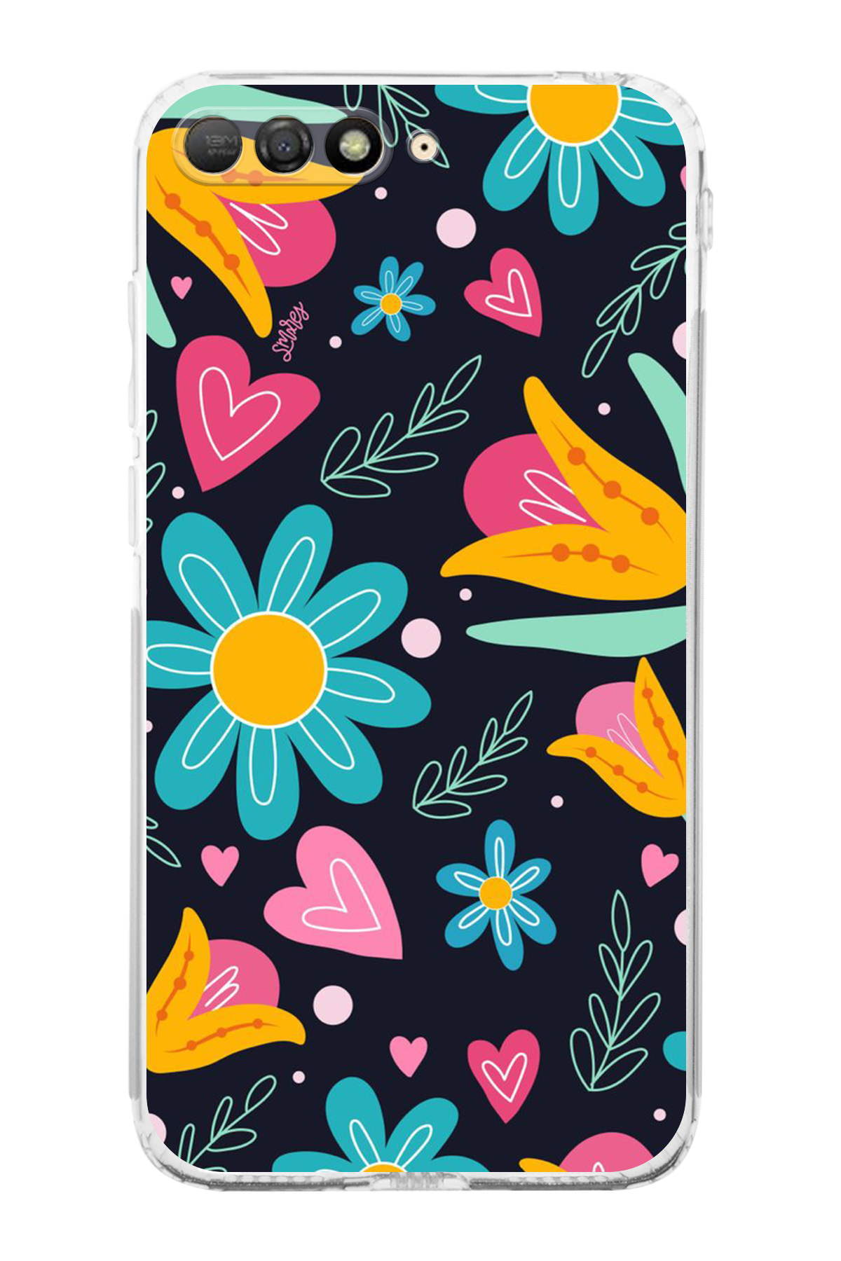 Huawei Y6 2018 ile Uyumlu Retro Color 1 Kamera Korumalı Şeffaf Kılıf