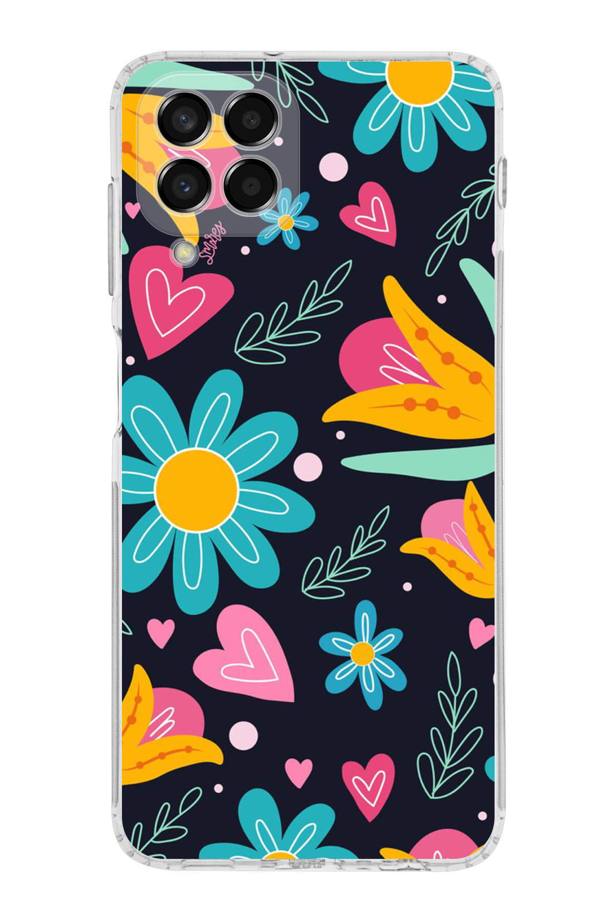 Samsung Galaxy M33 ile Uyumlu Retro Color 1 Kamera Korumalı Şeffaf Kılıf