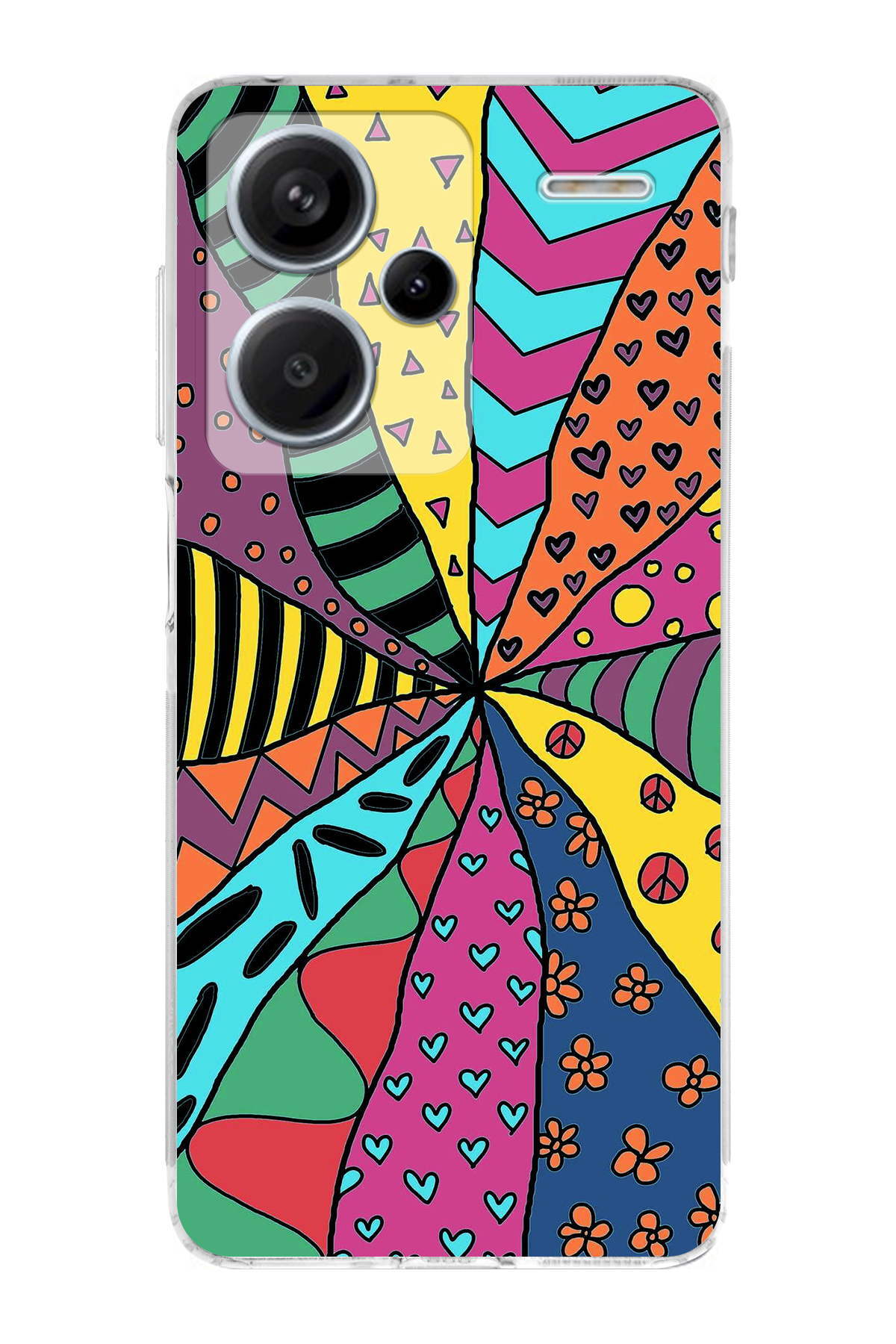 Xiaomi Redmi Note 13 Pro 4G ile Uyumlu Retro Color 4 Kamera Korumalı Şeffaf Kılıf