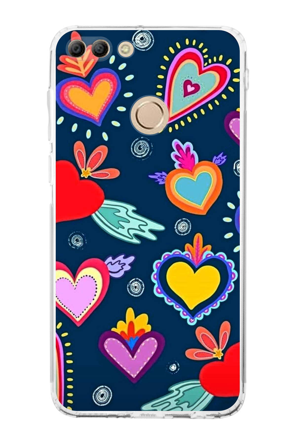 Huawei Y9 2018 ile Uyumlu Retro Color 3 Kamera Korumalı Şeffaf Kılıf