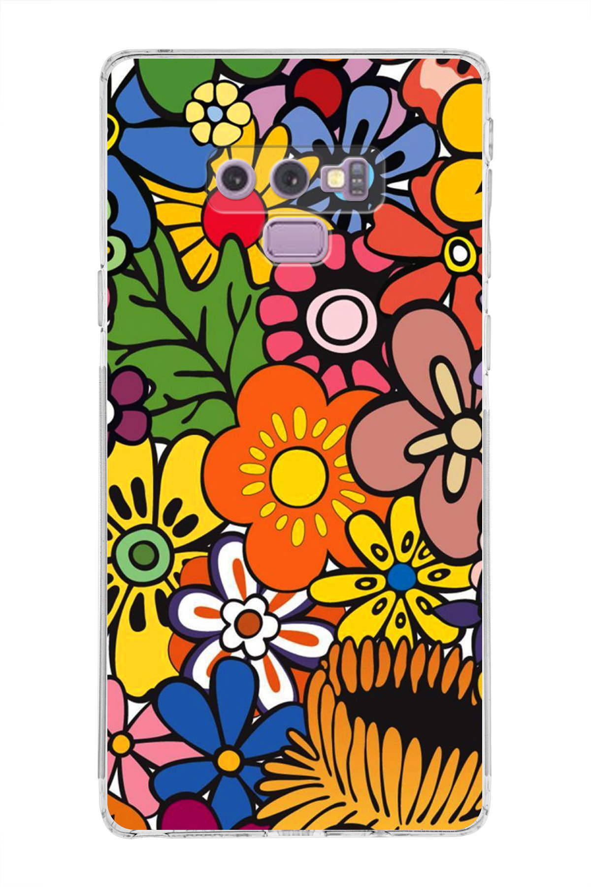Samsung Galaxy Note 9 ile Uyumlu Retro Color 2 Kamera Korumalı Şeffaf Kılıf