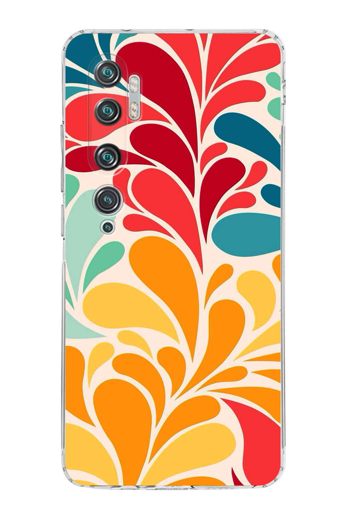 Xiaomi Mi Note 10 Pro ile Uyumlu Retro Color 5 Kamera Korumalı Şeffaf Kılıf