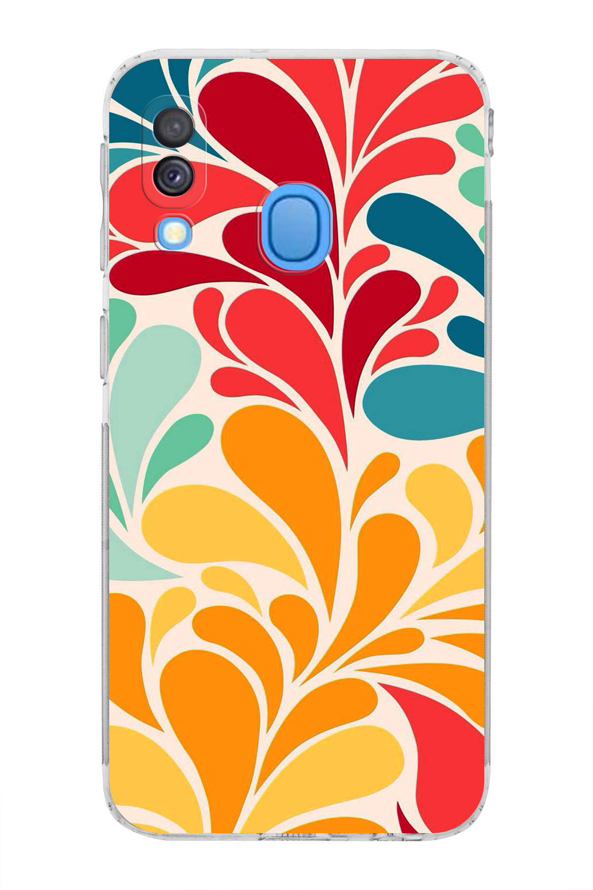 Samsung Galaxy A40 ile Uyumlu Retro Color 5 Kamera Korumalı Şeffaf Kılıf
