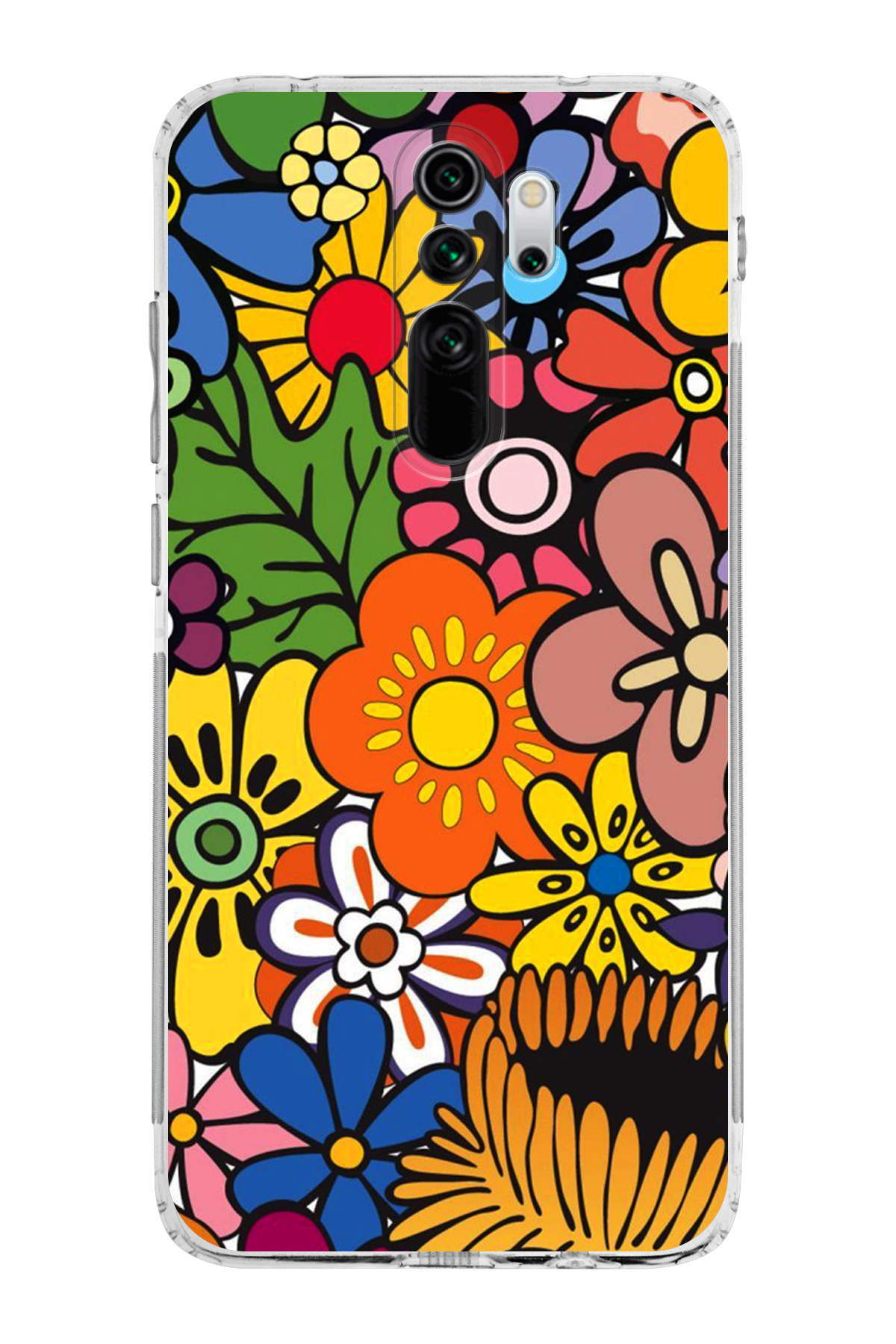 Xiaomi Redmi Note 8 Pro ile Uyumlu Retro Color 2 Kamera Korumalı Şeffaf Kılıf