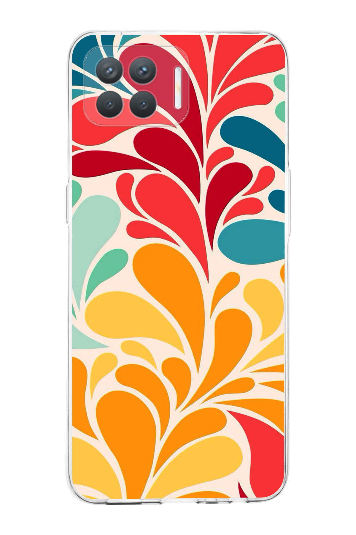 Oppo Reno 4 Lite ile Uyumlu Retro Color 5 Kamera Korumalı Şeffaf Kılıf