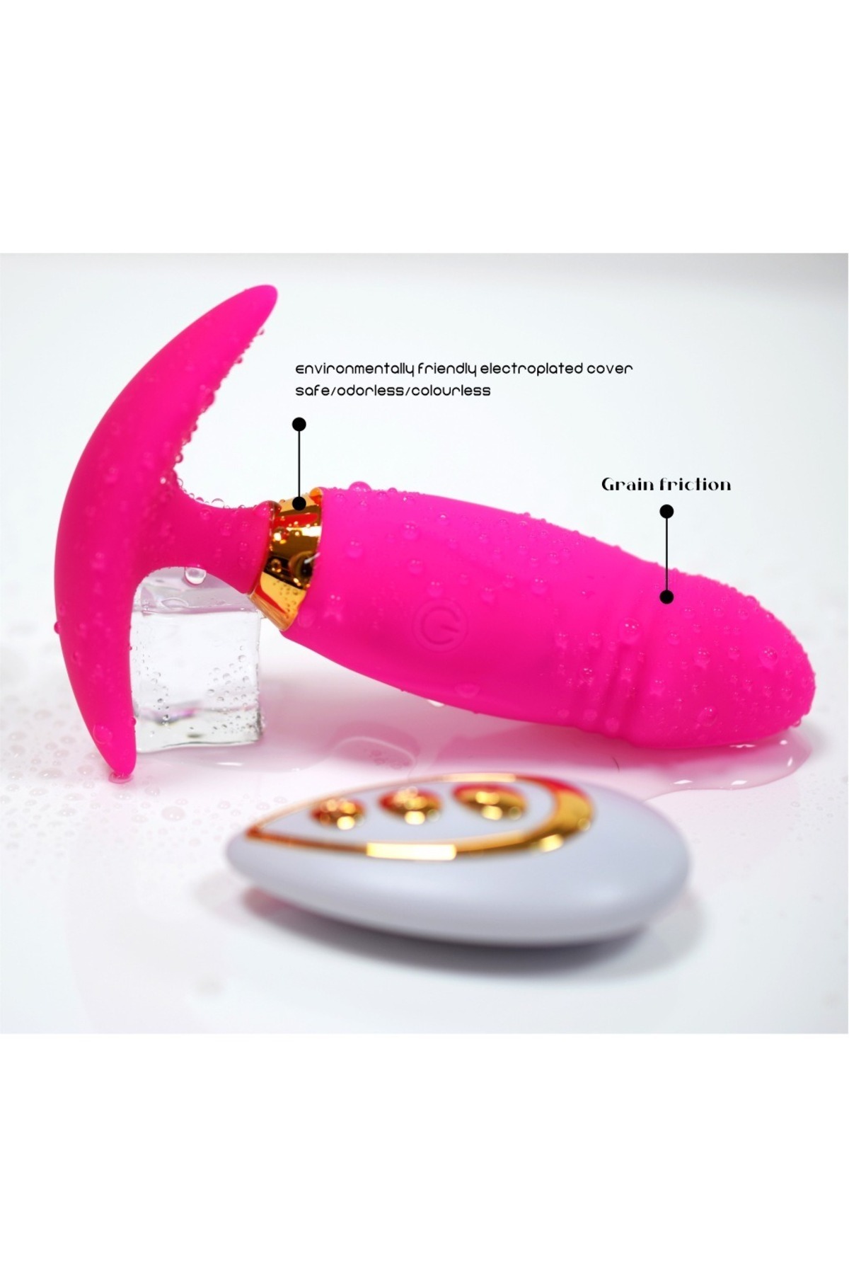 Kadın Erkek Plug Vibratör Kumandalı Antialerjik Dildo Anal Giyilebilir Usb Şarjlı Pembe 3