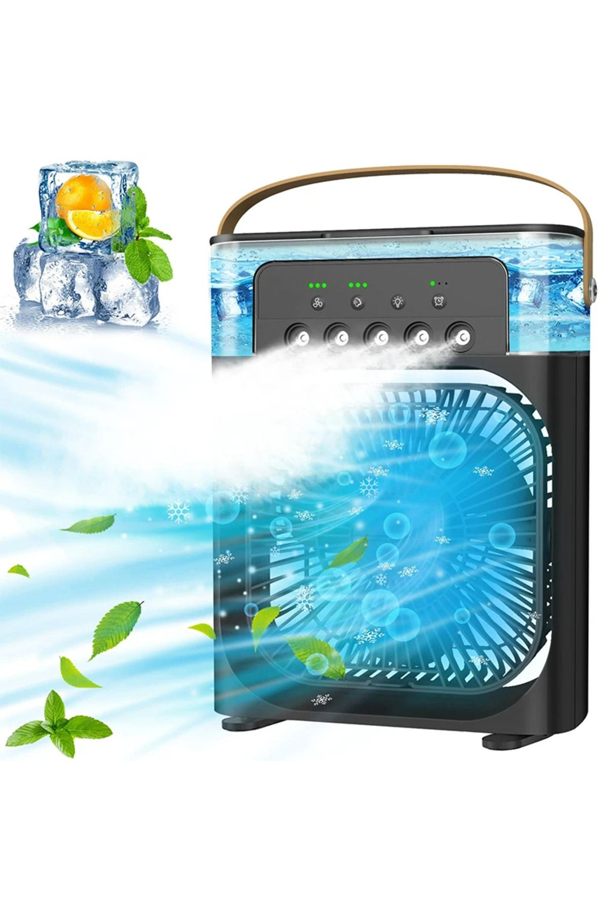 Buz Hava Serinletici Fan Hava Soğutucu Isıtma Dağılımı Taşınabilir Hava Nemlendiricili Ledli Fan
