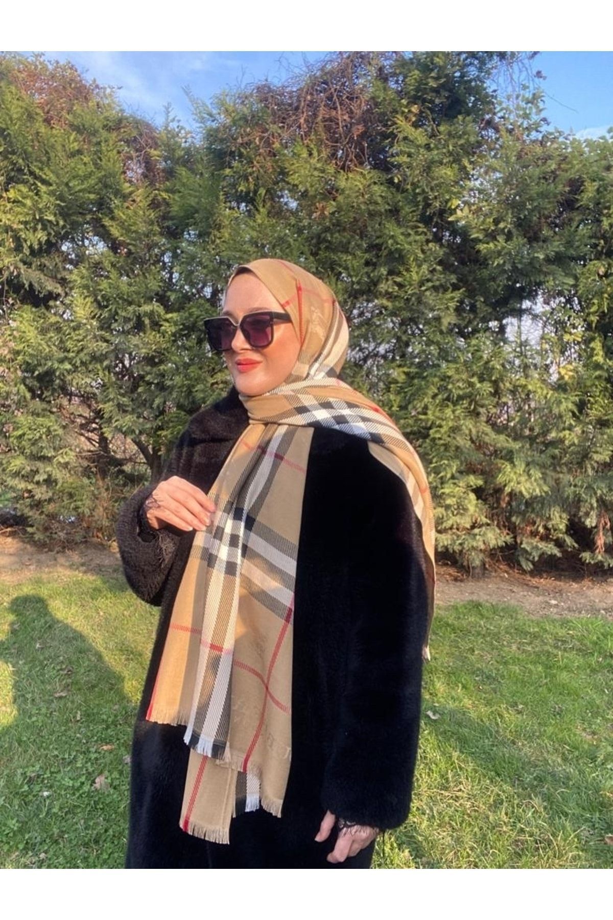 Mode Scarf Cashmere Silk Winter THICK Burberry Pattern Stylish Shawl Trendyol