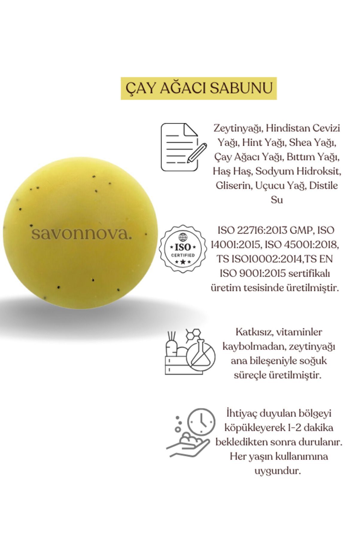 Savonnova-Natural Tea Tree Soap - for Active Acne and Pimples, Additive-Free 100Gr 2
