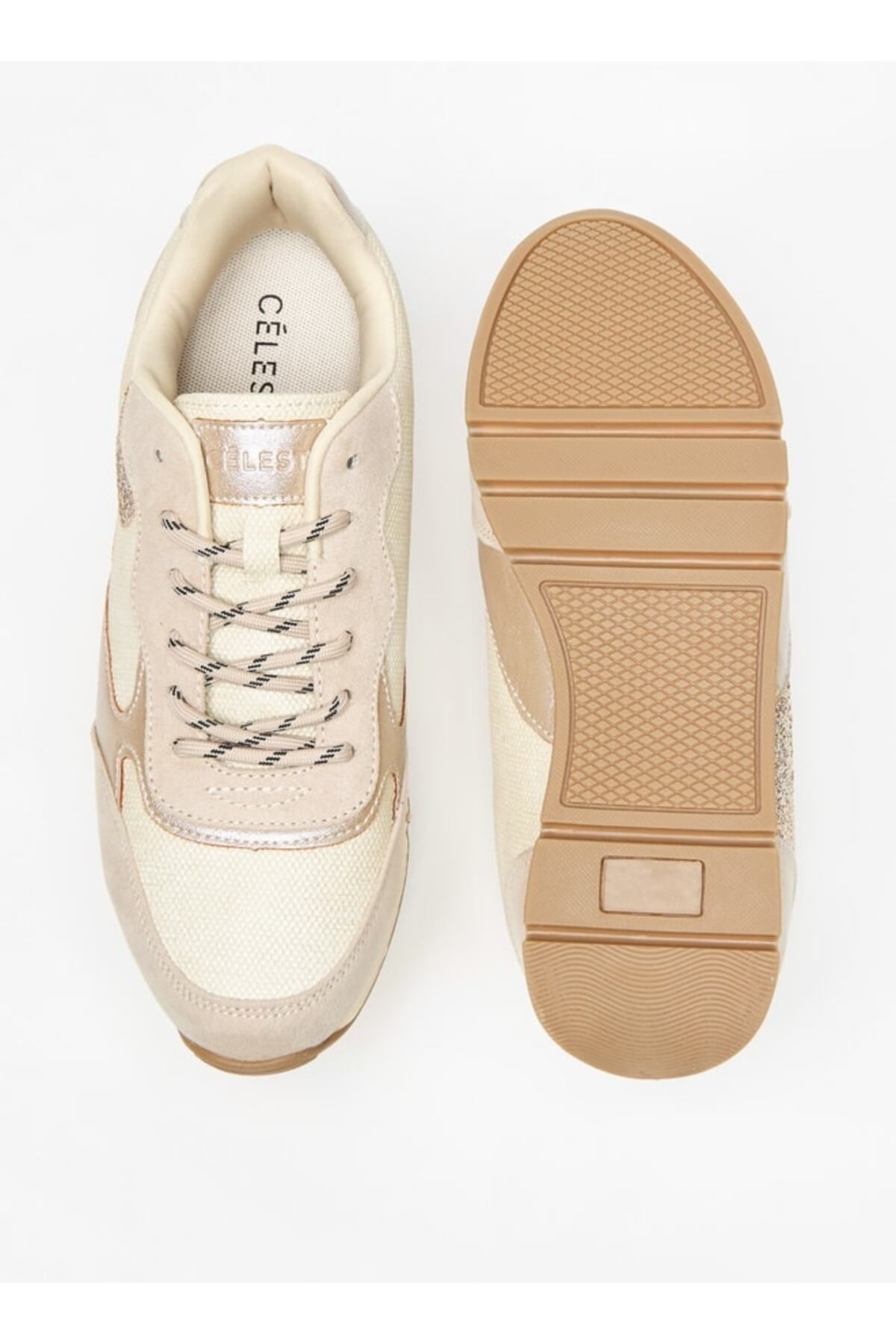 Celeste-Women's Textured Low Ankle Sneakers with Lace-Up Closure 4