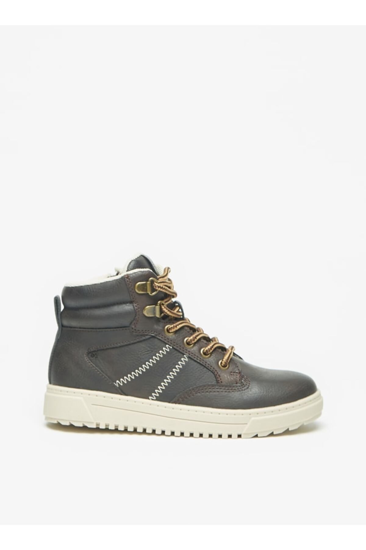 LBL by Shoexpress-Textured Ankle Boots with Lace Detail and Zip Closure 3