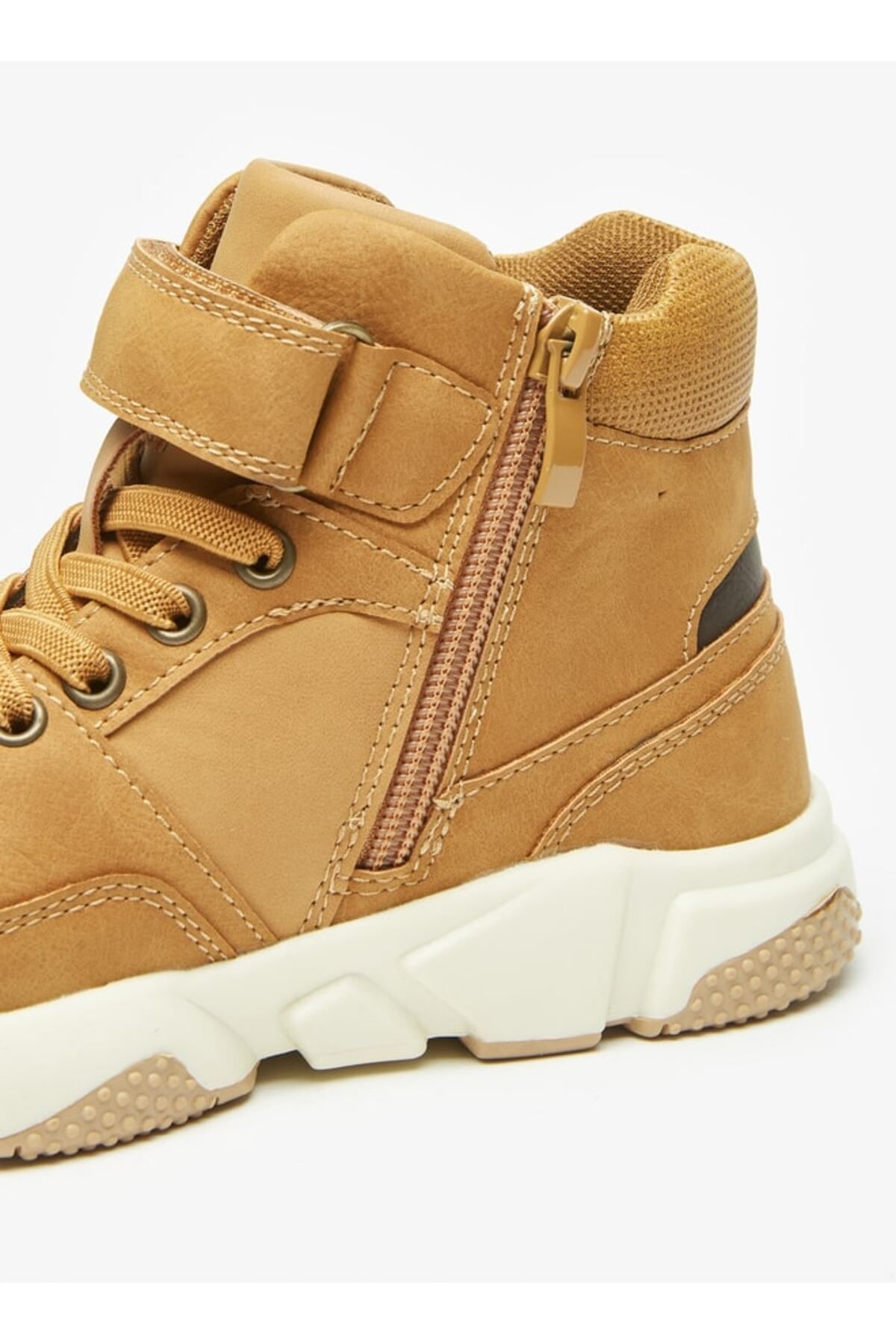 LBL by Shoexpress-Textured Ankle Boots with Hook and Loop Closure 5