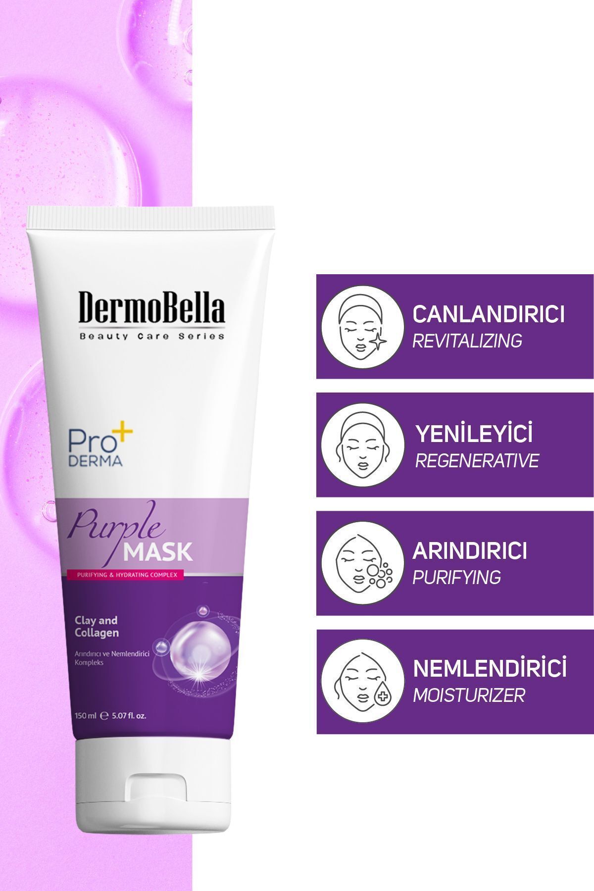 ماسک خاک رس بنفش احیا کننده و بازسازی کننده 150 میلی لیتر DERMOBELLA