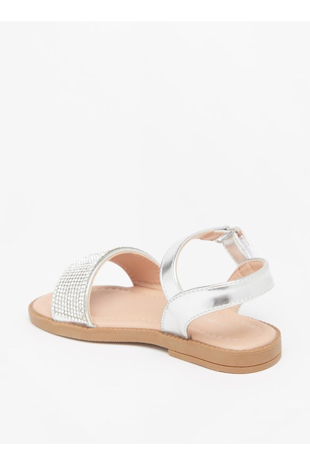 Flora Bella by Shoexpress-Stone Embellished Sandals with Hook and Loop Closure 3