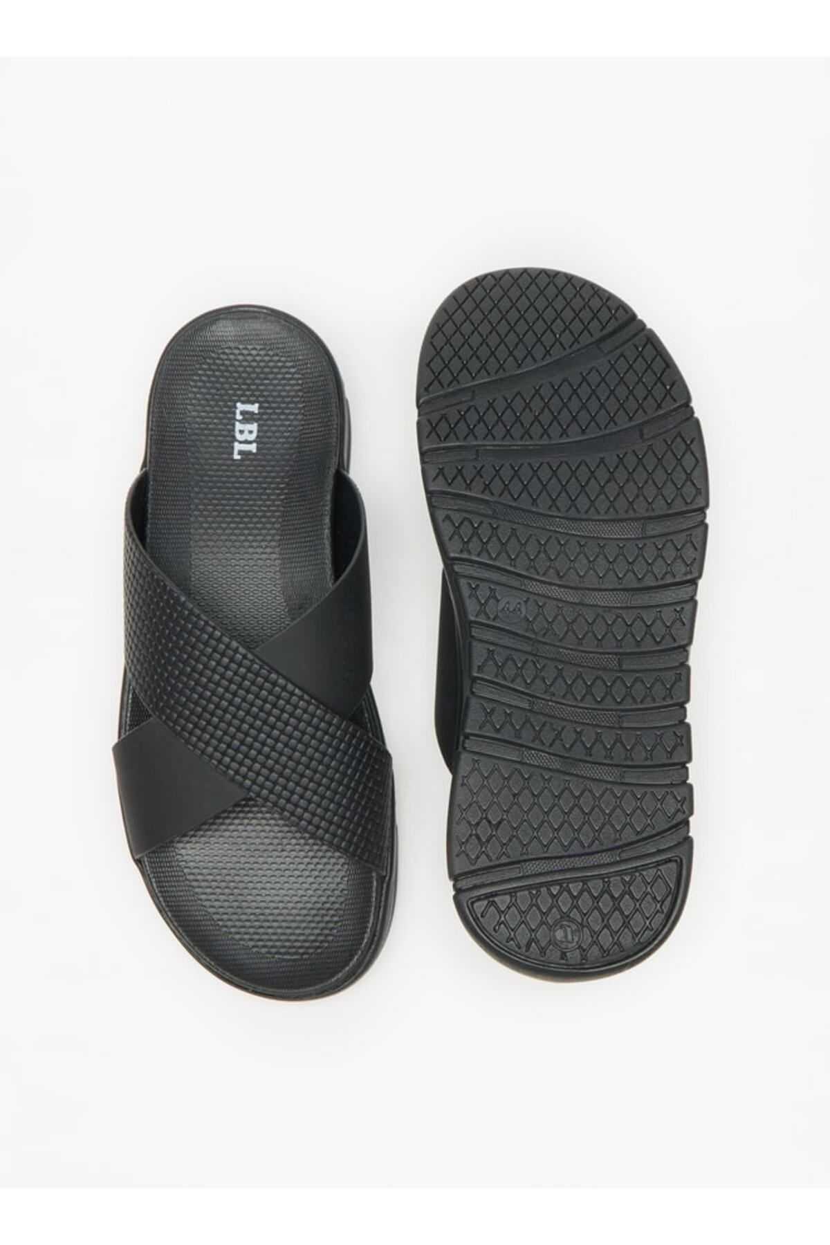LBL by Shoexpress-Men's Textured Cross Strap Slip-On Sandals 4