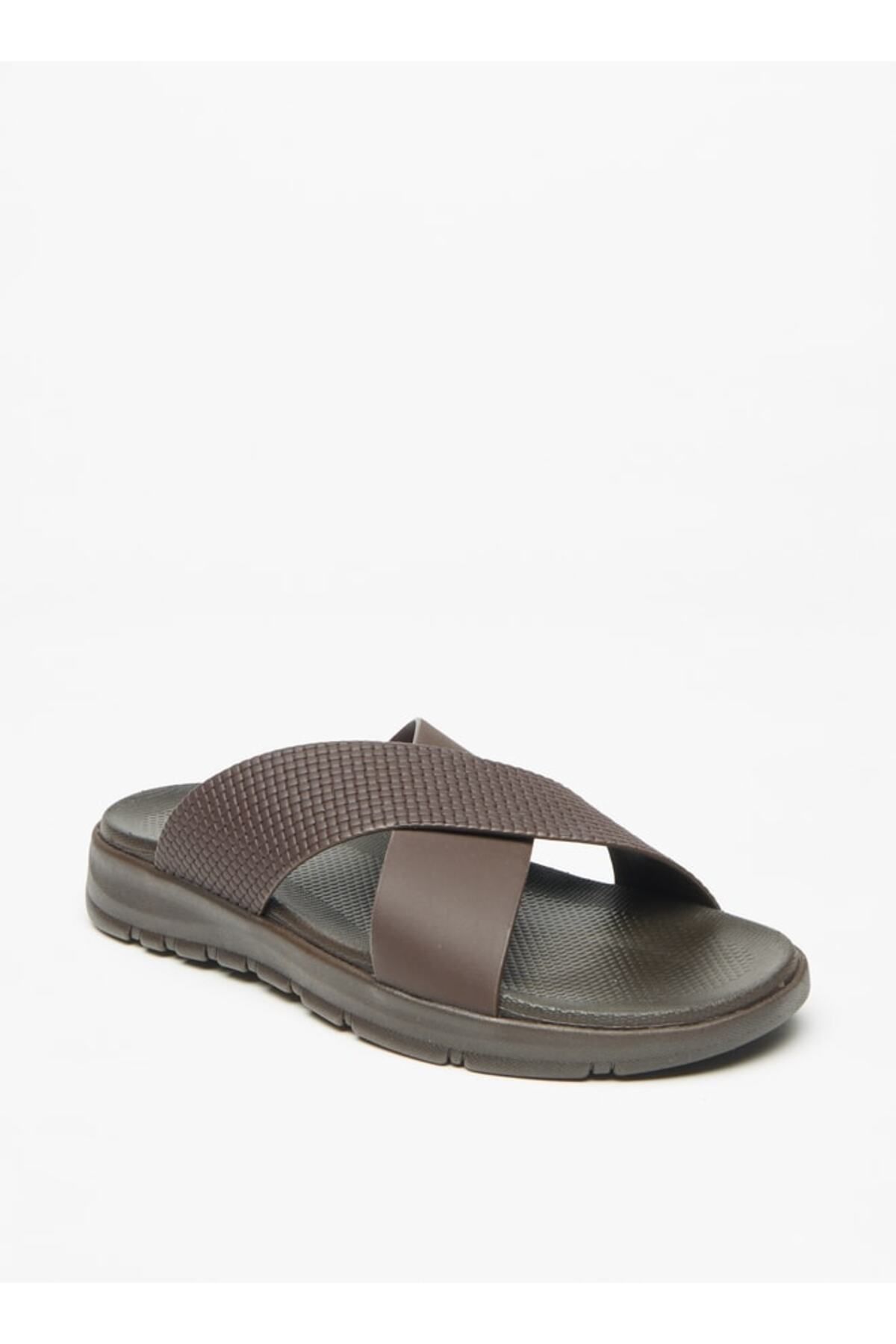 LBL by Shoexpress-Men's Textured Cross Strap Slip-On Sandals 1