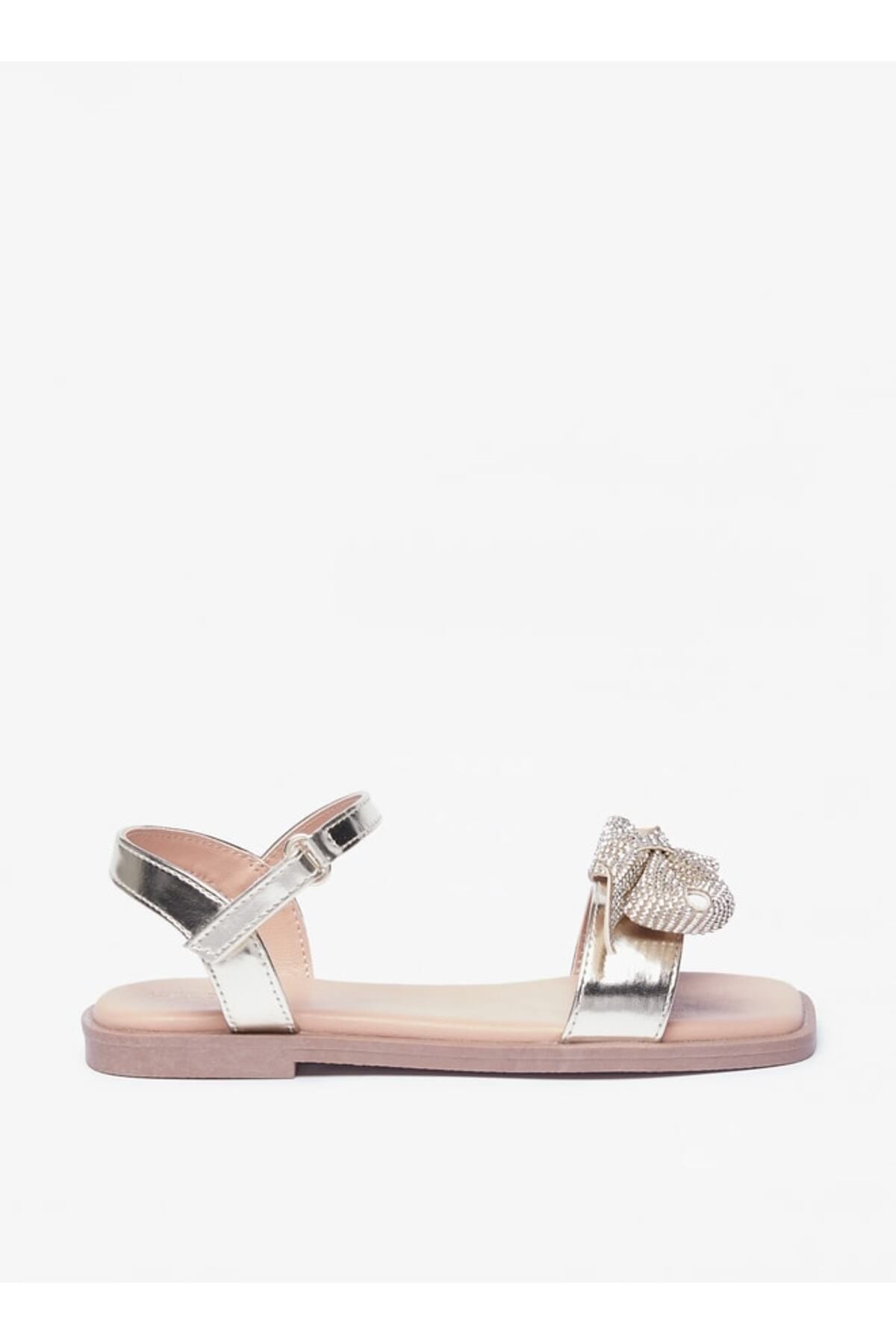 Celeste-Girls' Embellished Bow Sandals with Hook and Loop Closure 3