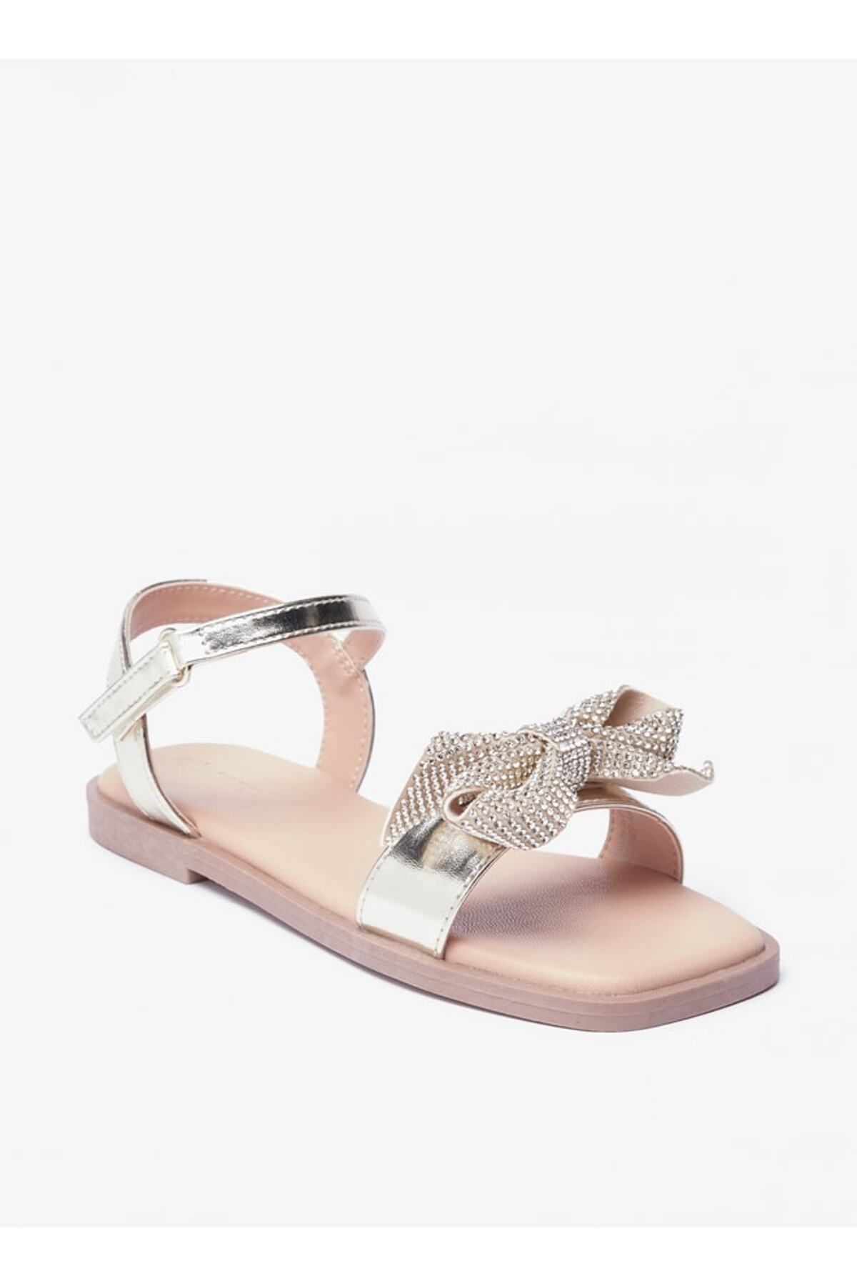 Celeste-Girls' Embellished Bow Sandals with Hook and Loop Closure 1