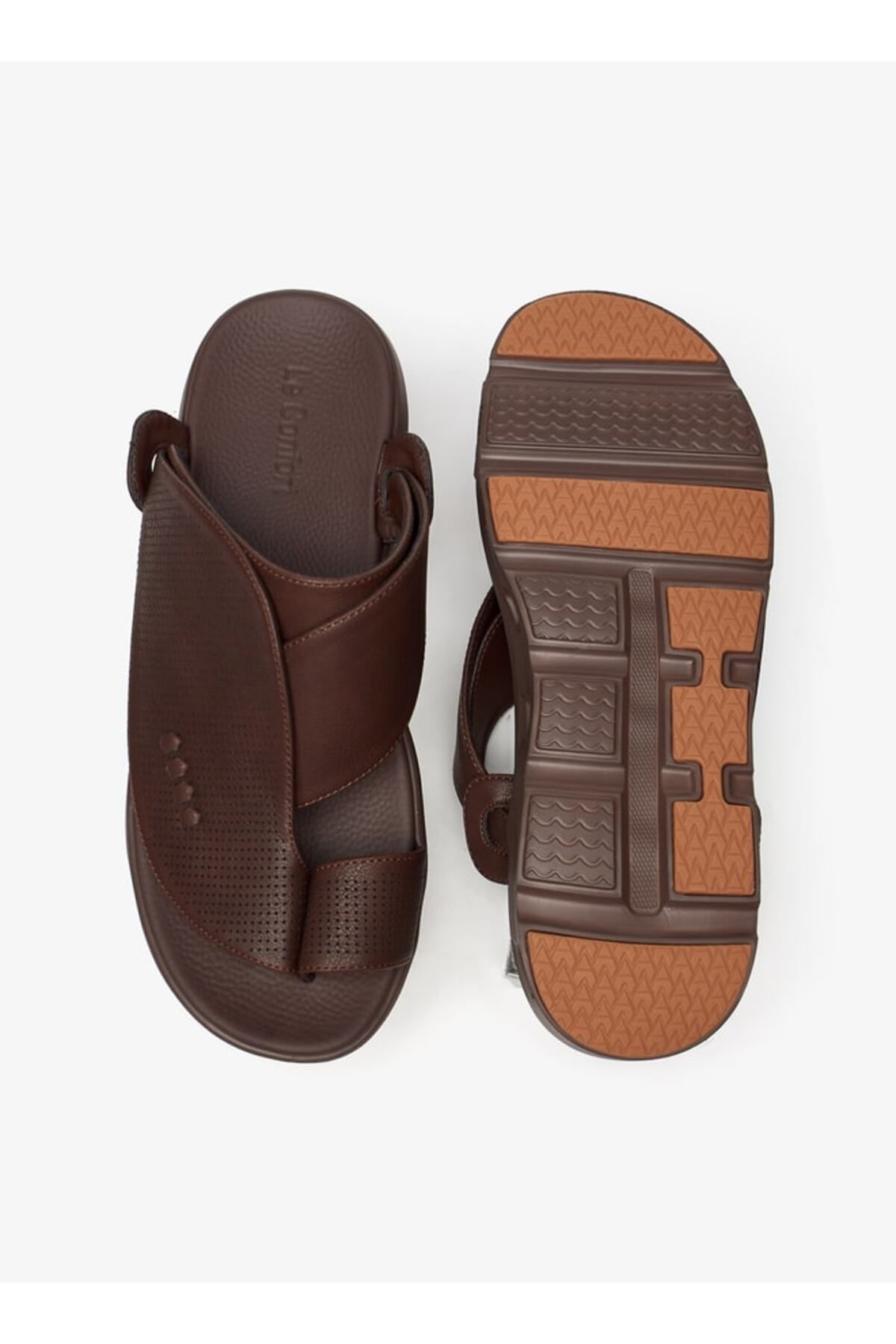 Le Confort-Textured Slip-On Arabic Sandals with Toe Loop 5
