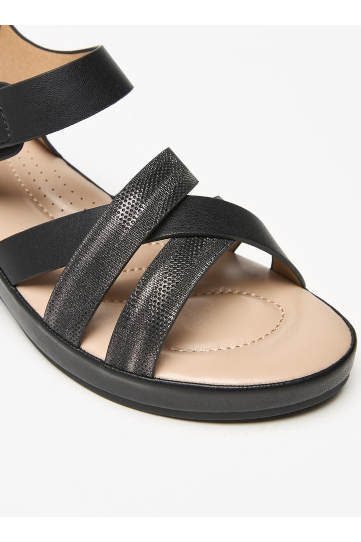 Le Confort-Cross Strap Sandals with Wedge Heels and Hook and Loop Closure 5
