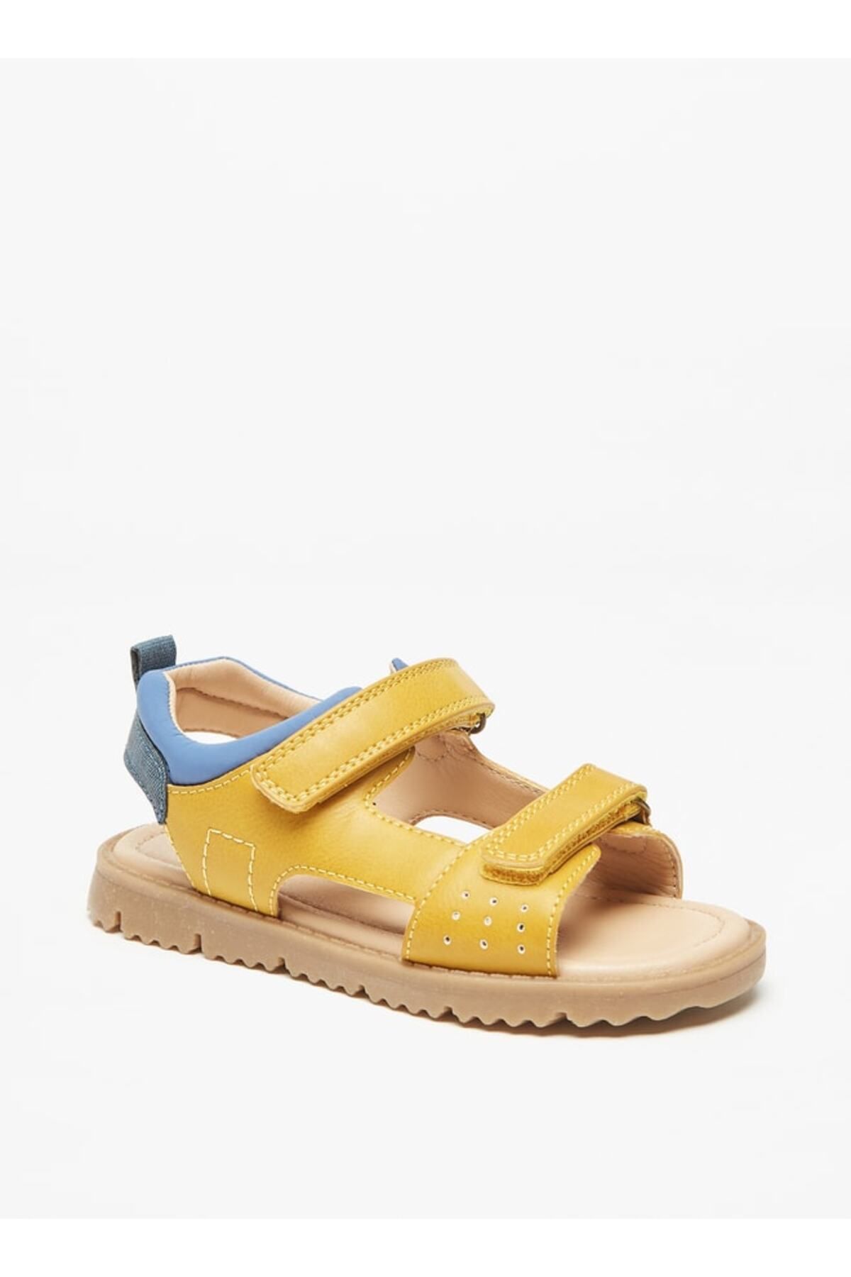 Mister Duchini-Panelled Sandals with Hook and Loop Closure 1