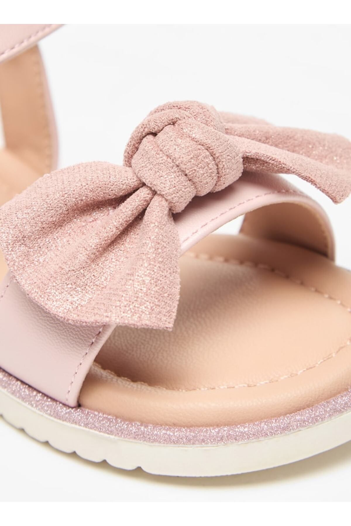 Juniors-Bow Detail Sandals with Hook and Loop Closure 5