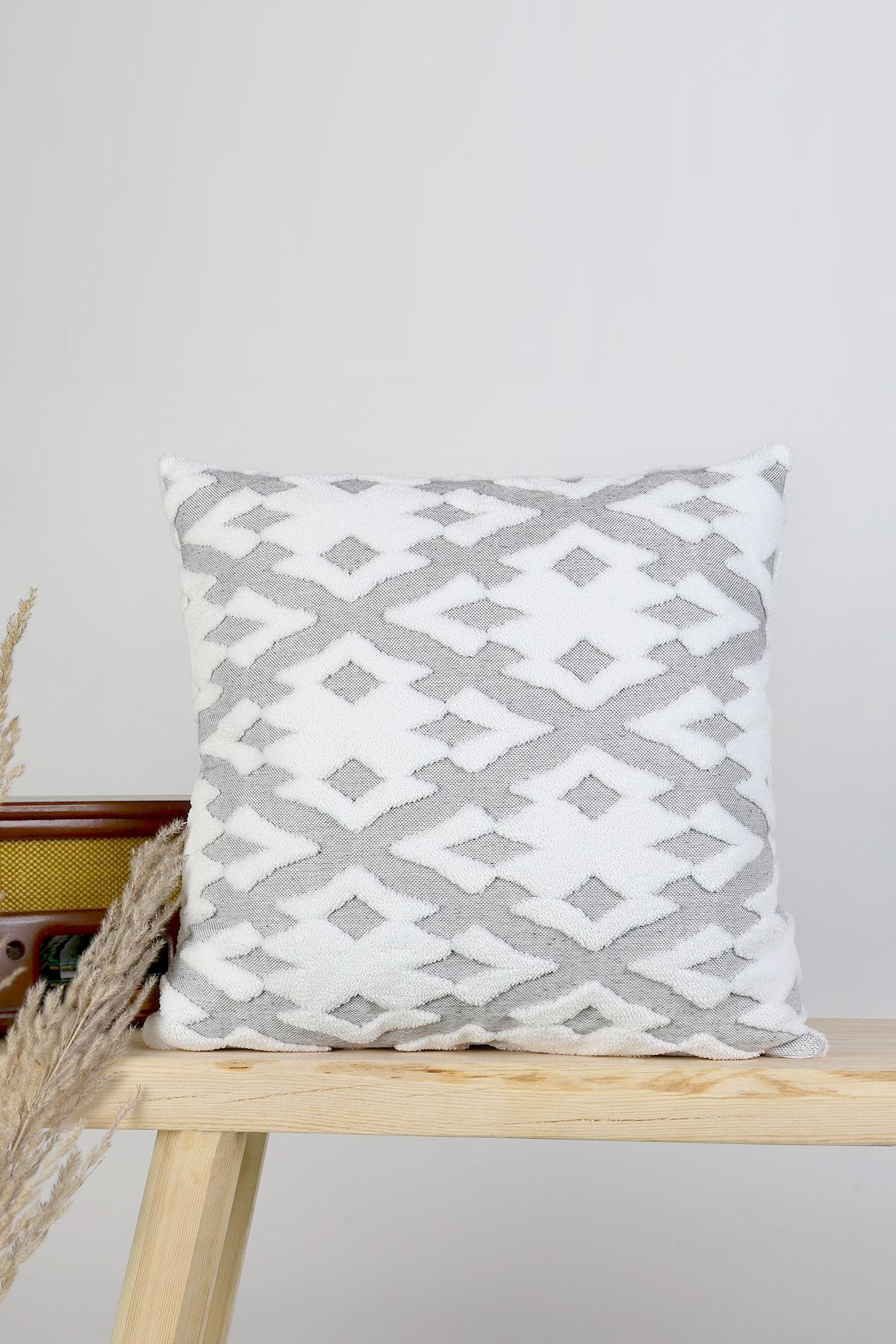 HAMUR-Față de pernă decorativă cu model jacquard cu design special, gri Maldive 4