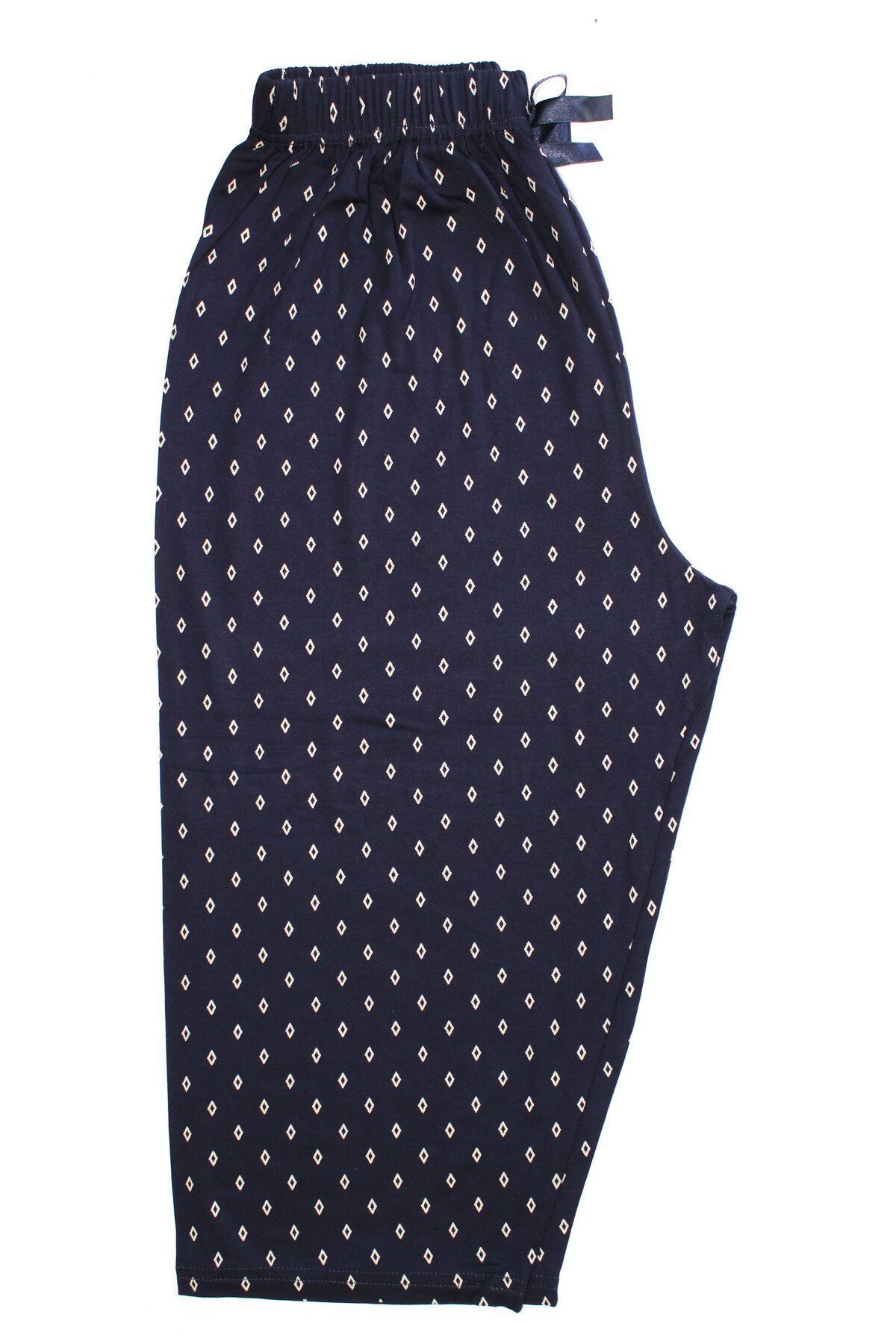 Made By me-Plus Size Black Patterned MODAL FABRIC SUMMER CAPRY SIZE Pajama Bottoms 1