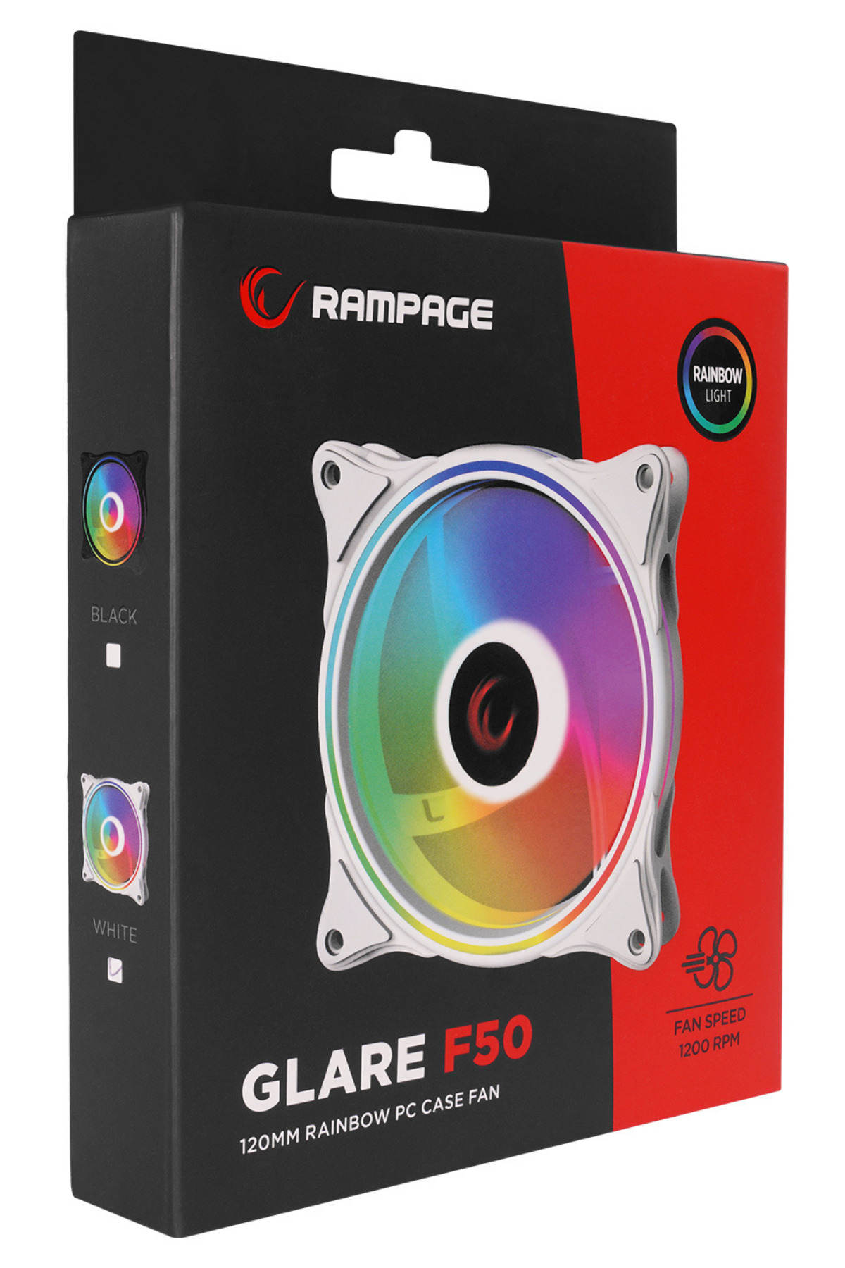 GLARE F50 38CFM 1200RPM 12cm Rainbow 3P+4P Molex Soketli Siyah 3 LÜ SET Kasa Fanı 6