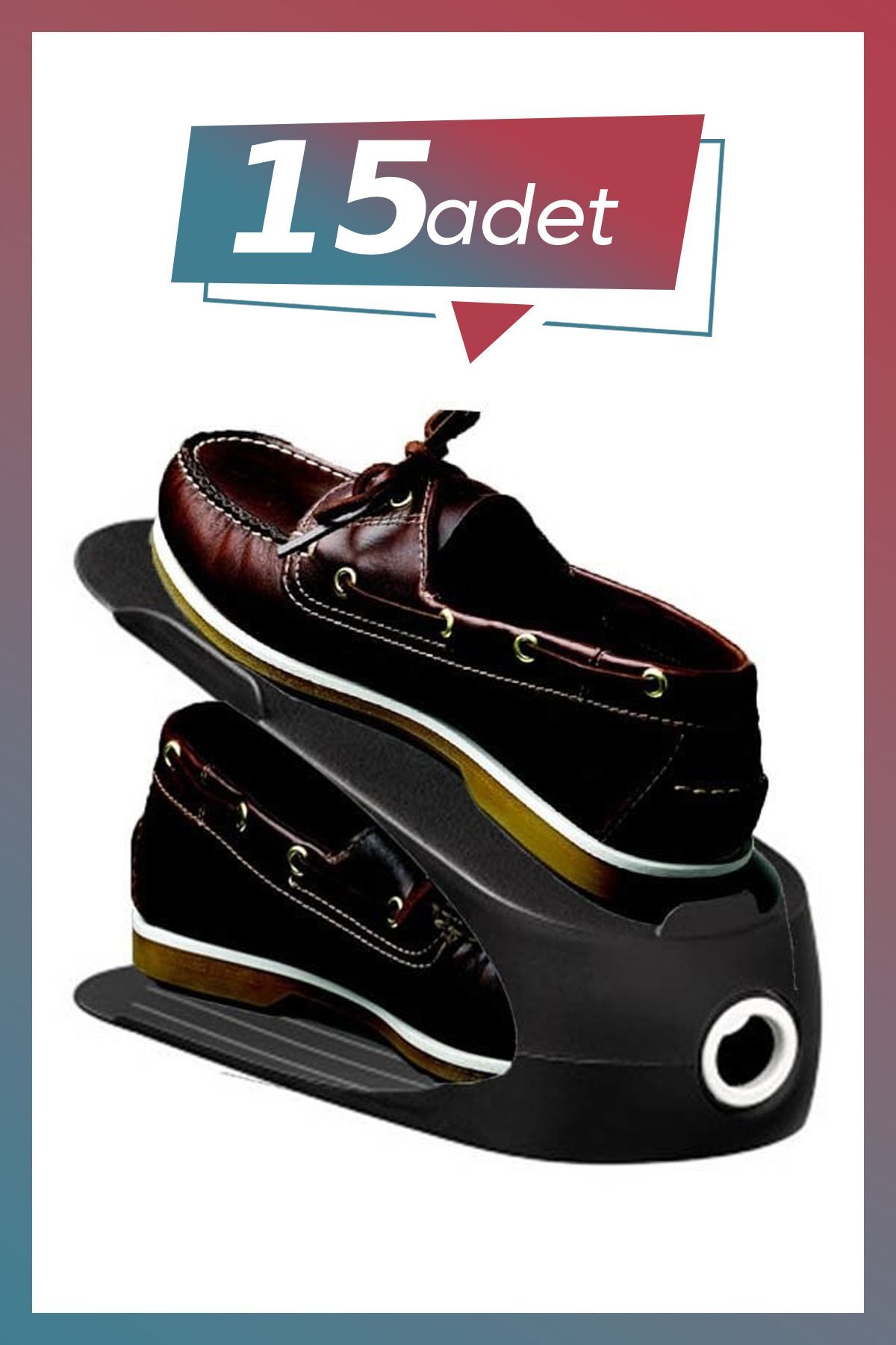 KuzenHome Kaliteli Ayakkabı Rampası 15 Adet Siyah - Ayakkabı Düzenleyici Ayakkabı Organizeri