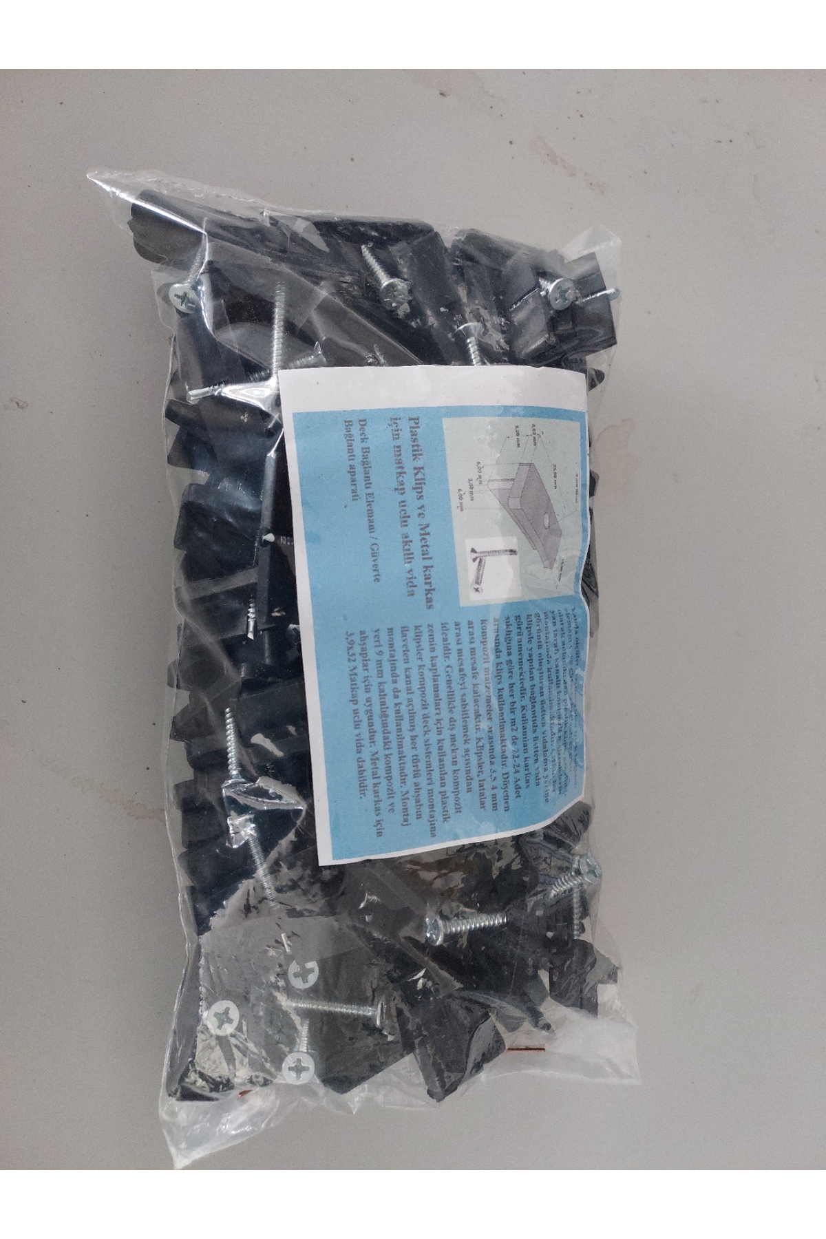 Plastik Klips ve Matkap uclu vida 100 Adet (Deck Bağlantı elemanı) Güverte Bağlantı Aparatı