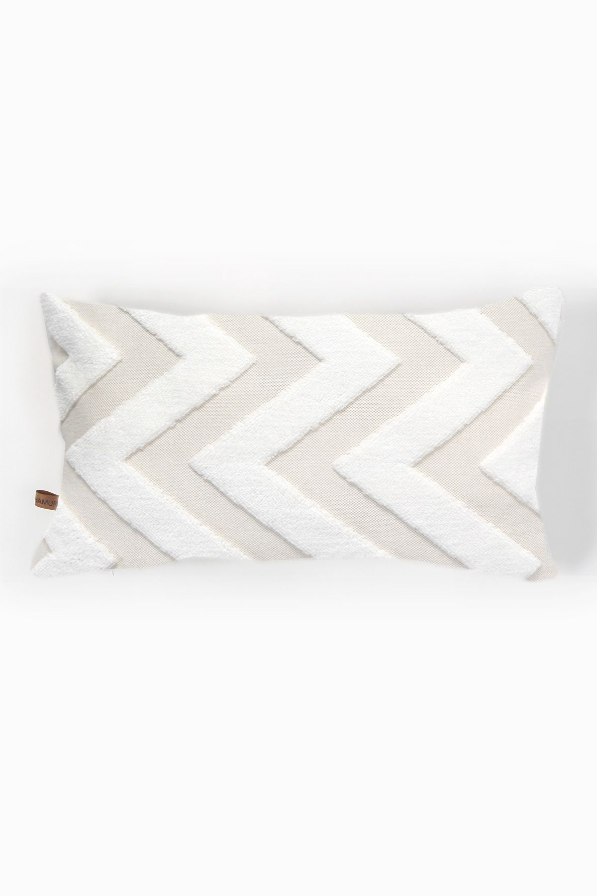 HAMUR-Bohemian Special Design Punch Punch Pattern Decorative Rectangular Throw Pillow Cover Line Ecru 3