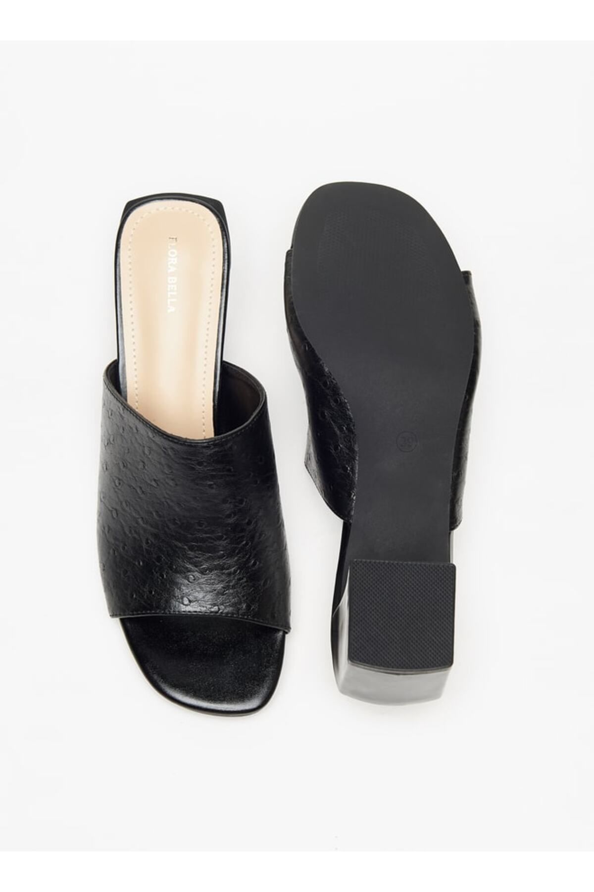 Flora Bella by Shoexpress-Textured Slip-On Sandals with Block Heels 4