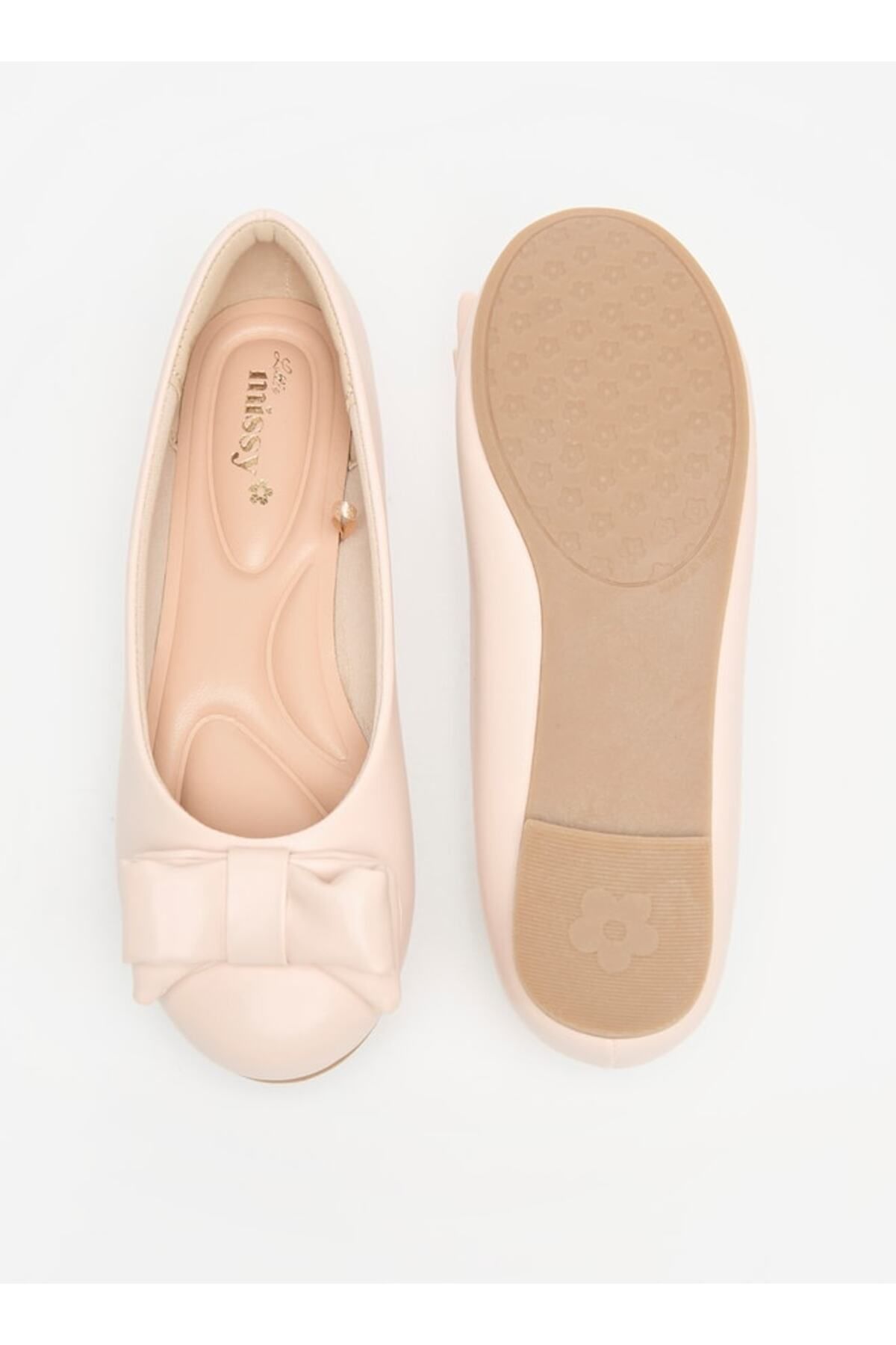 Little Missy-Solid Slip-On Round Toe Ballerina with Bow Detail 4