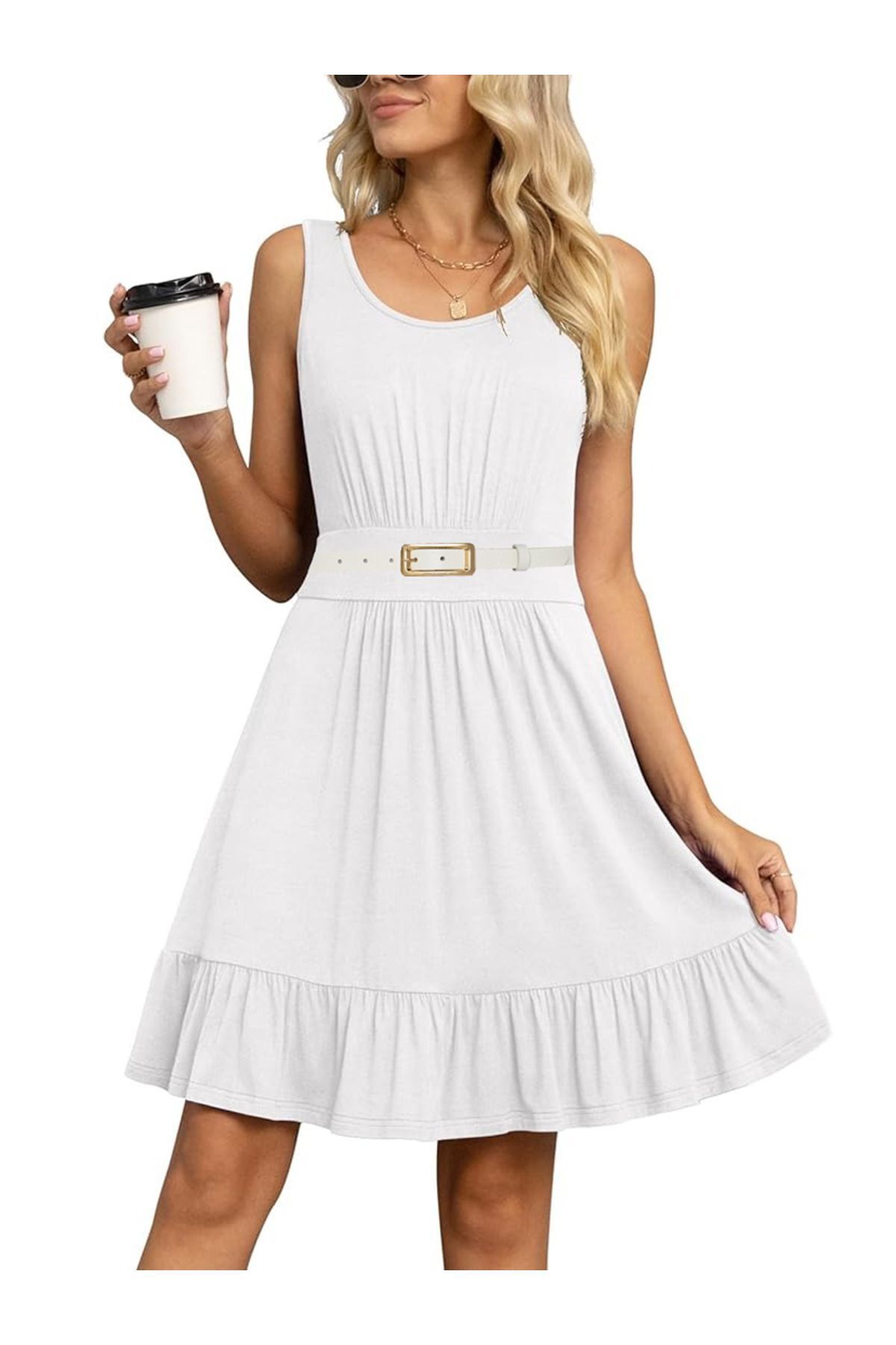 GoDeri-100% Genuine Leather, Gold Color Buckle Thin 2 cm Milk White Women's Belt; Dress, Pants Belt_dikd 5