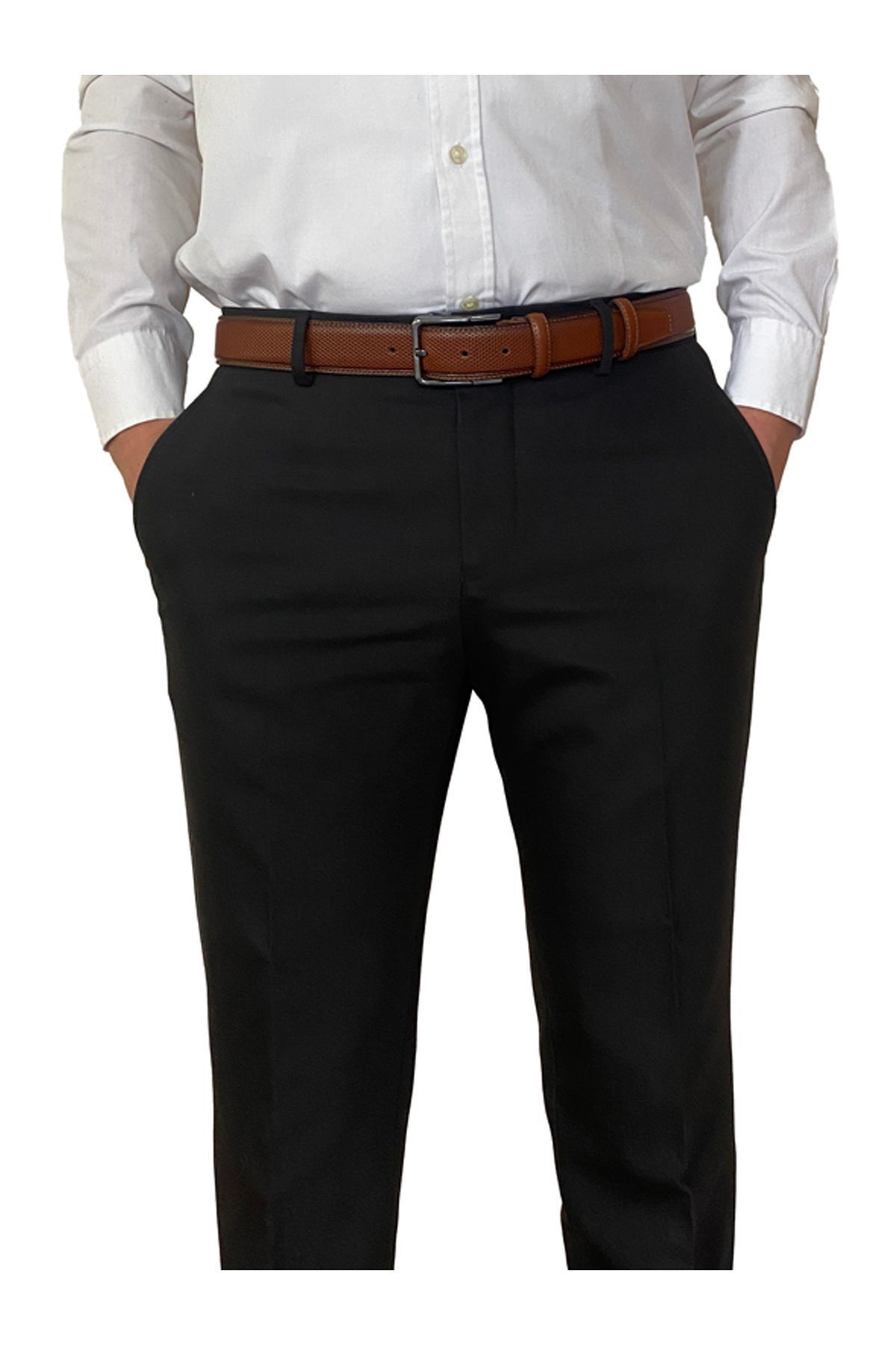 GoDeri-100% Genuine Leather, Set of 2 Black, Red Tan Stitched Dot Printed Fabric PantsBelt 3.5 cm with dots 5