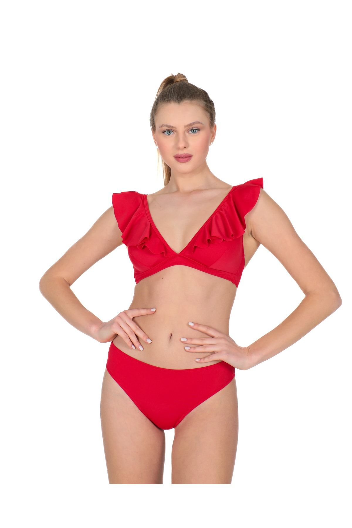YT DİLAY Valonlu Bikini Kırmızı